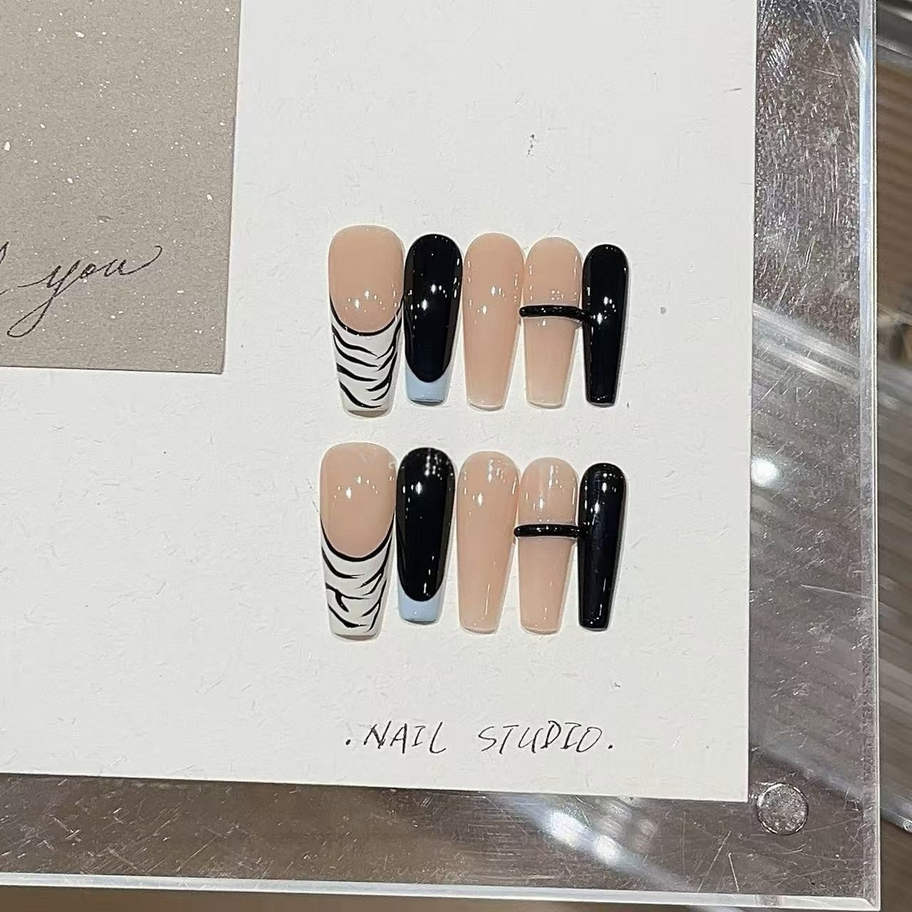 Zebra French Tip Press-On Nails