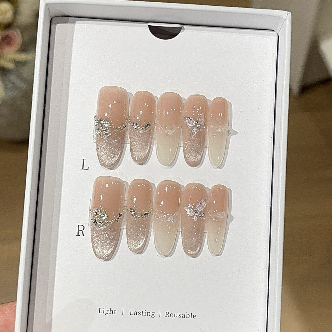 Lost Butterfly | Extra-Long Stiletto & Oval & Coffin Cat-Eye Press-On Nails
