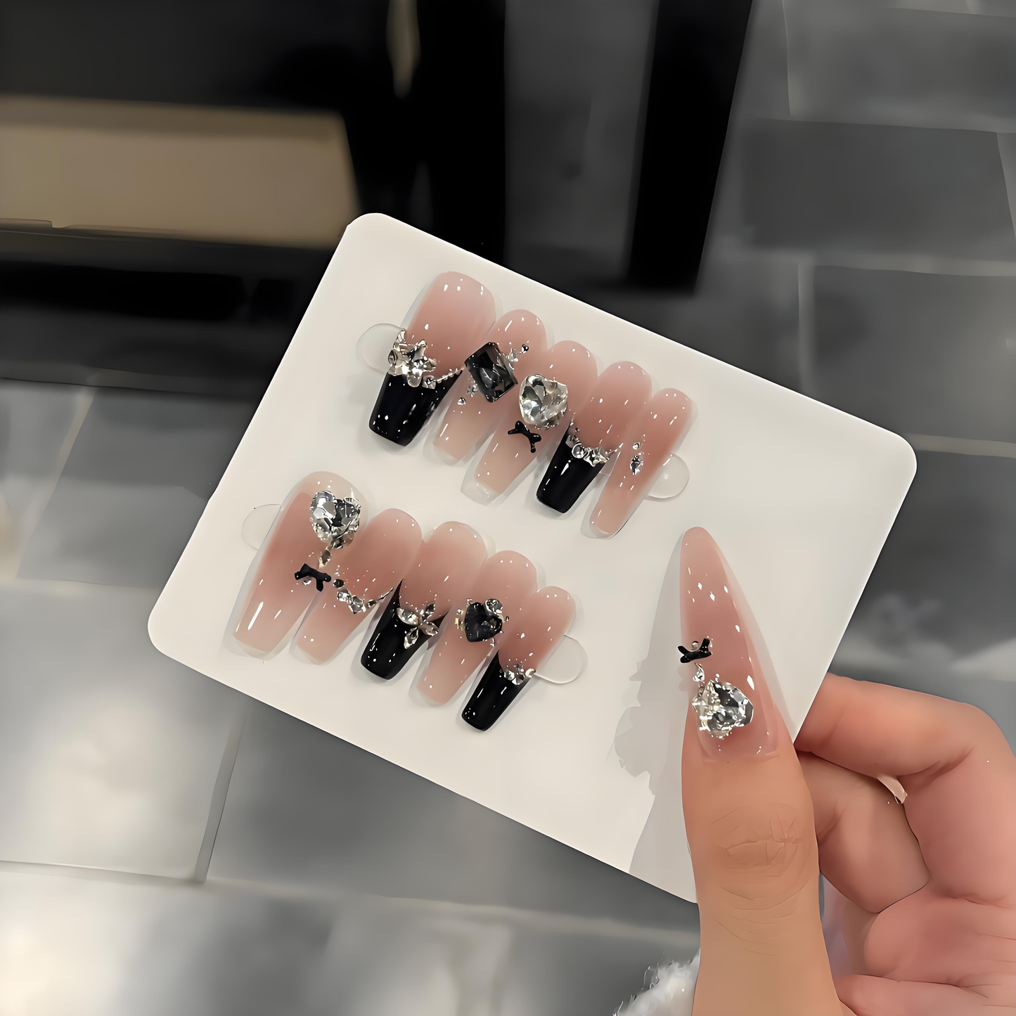 Black Thorn | Blush French Ombre Press-On Nails