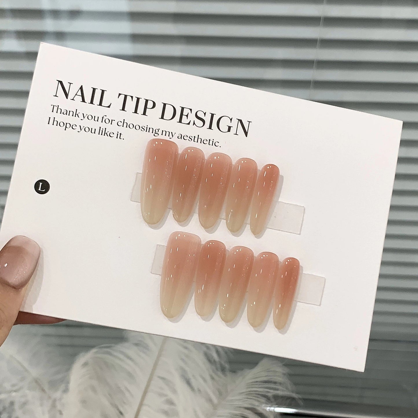 Sheer Peach Icy Gradient Press-On Nails | Handmade