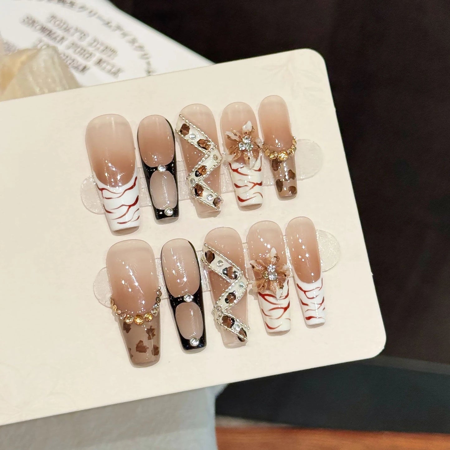 Leopard Devil | Pink Leopard Hand-Painted Press-On Nails