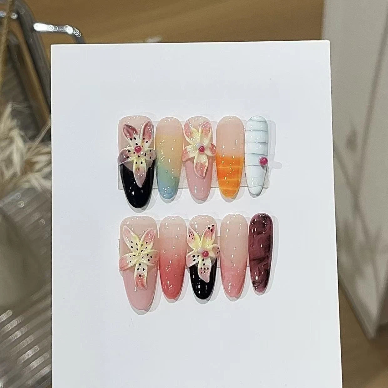 Seattle Night | Pink French Floral Press-On Nails