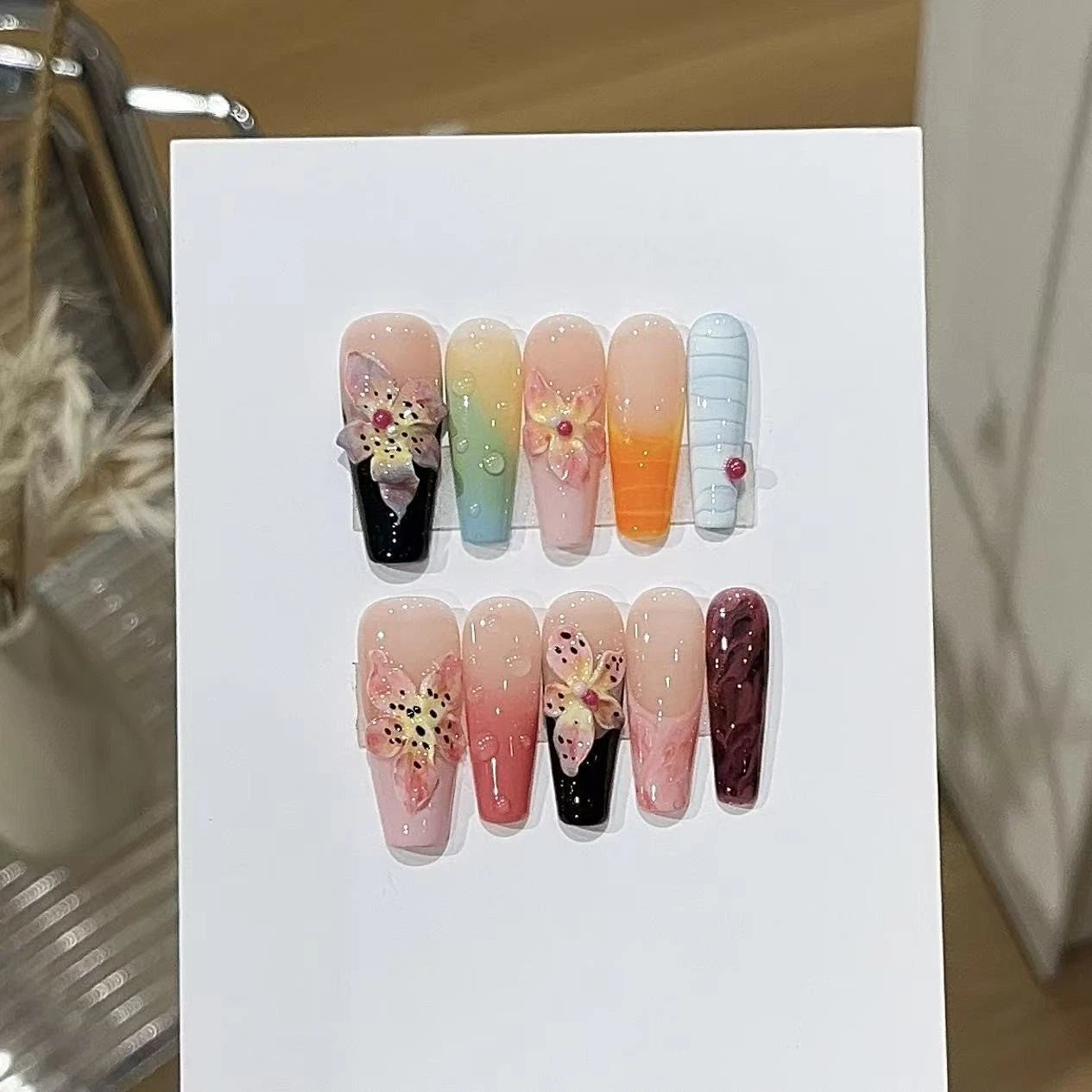 Seattle Night | Pink French Floral Press-On Nails