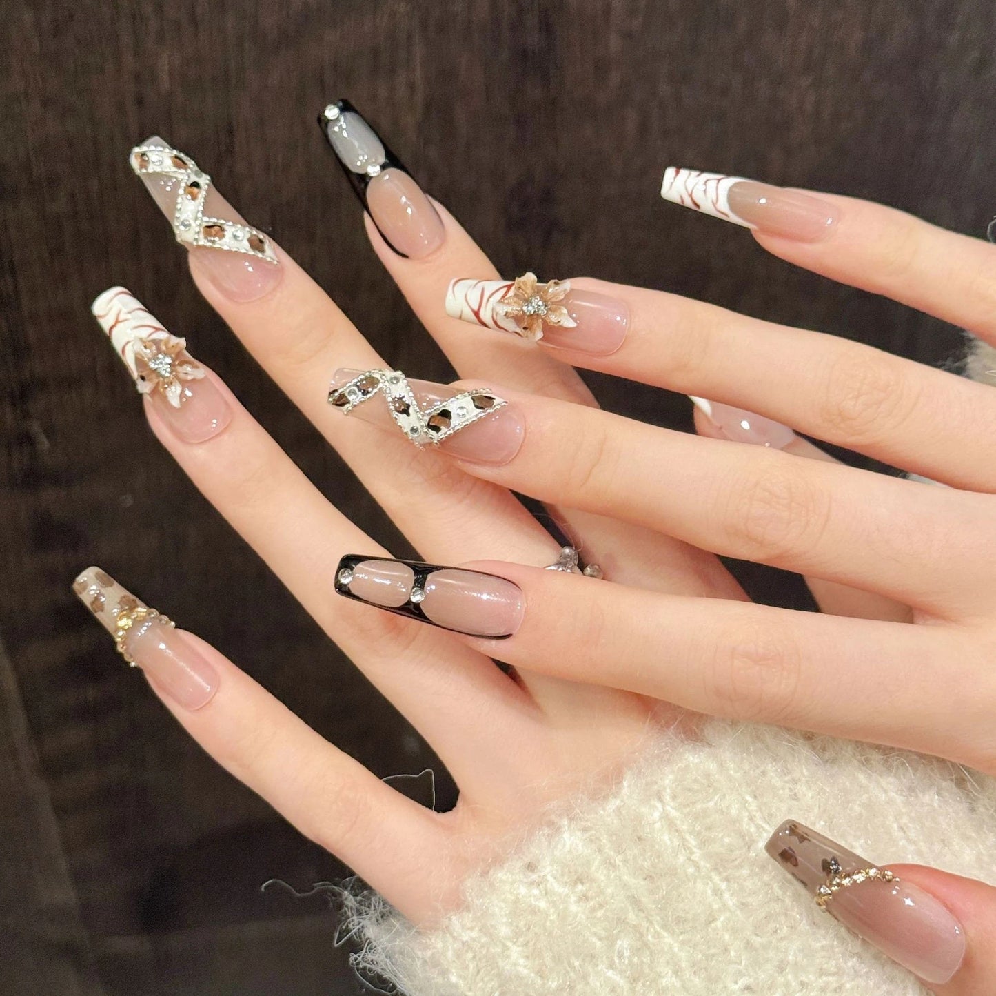 Leopard Devil | Pink Leopard Hand-Painted Press-On Nails