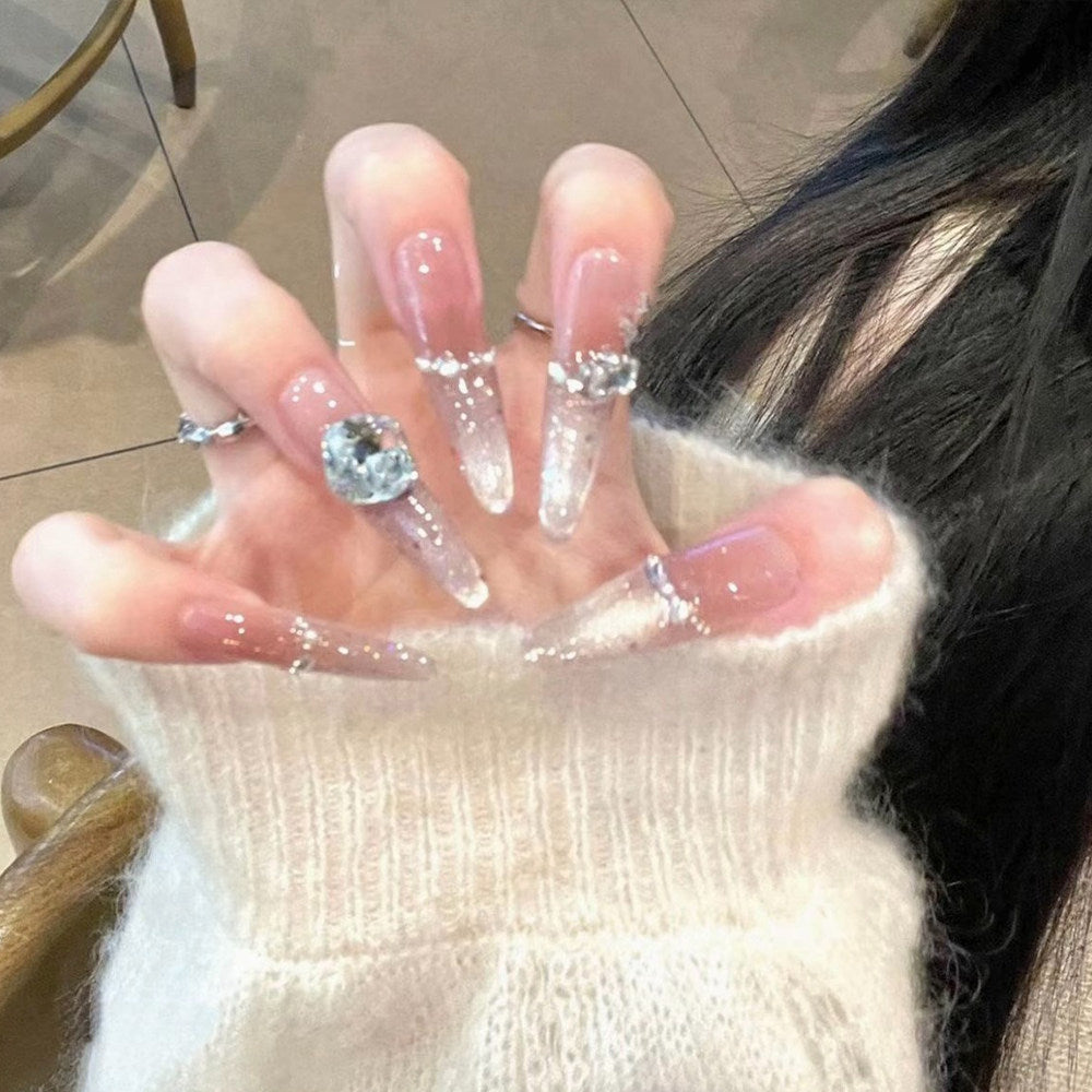 Icy Berry Glow | Peach Cat-Eye Press-On Nails - main product image 1