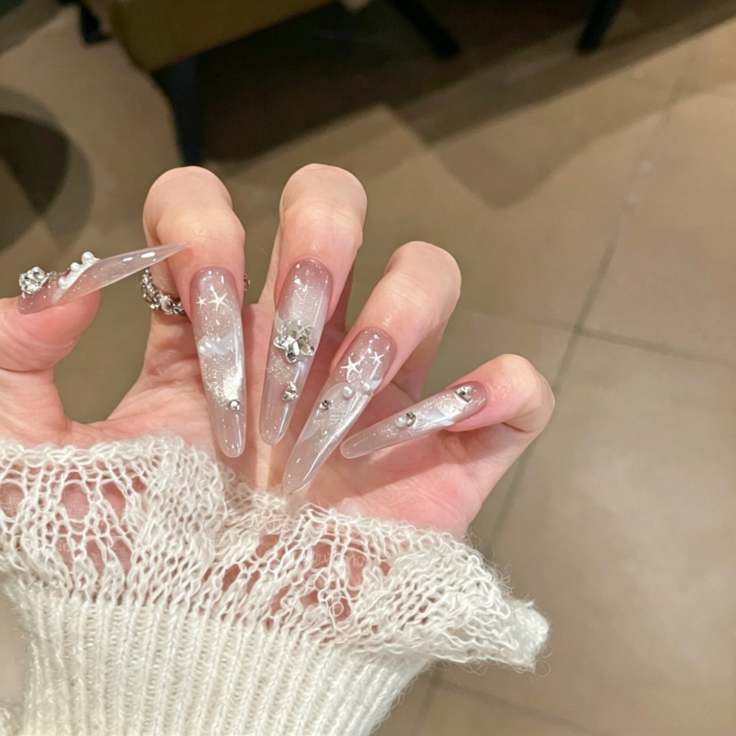 Sweet Misty Isle | Gray-Purple Cat-Eye Press-On Nails - main product image 1