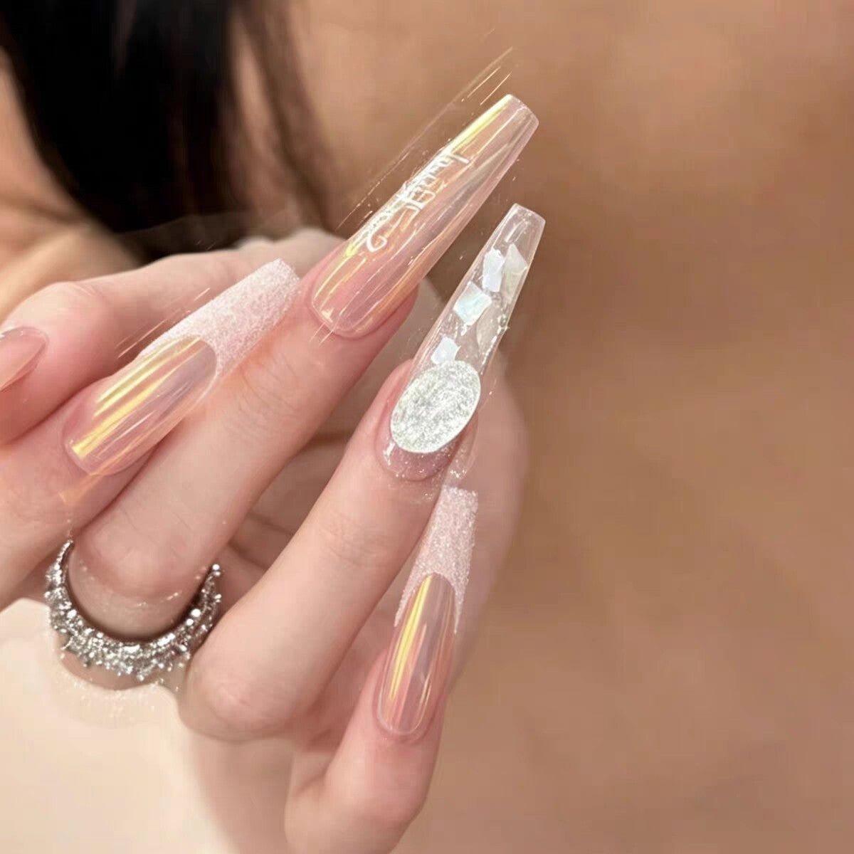 Handmade Pink Sand French Press-On Nails | Y2K - main product image 1