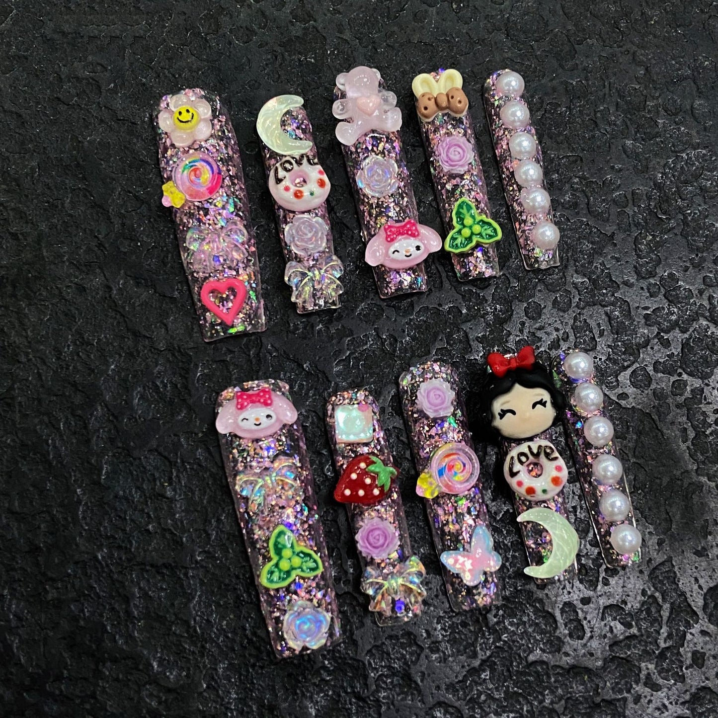 Cute Cartoon Handmade Press-On Nails | Whimsical Style - main product image 1
