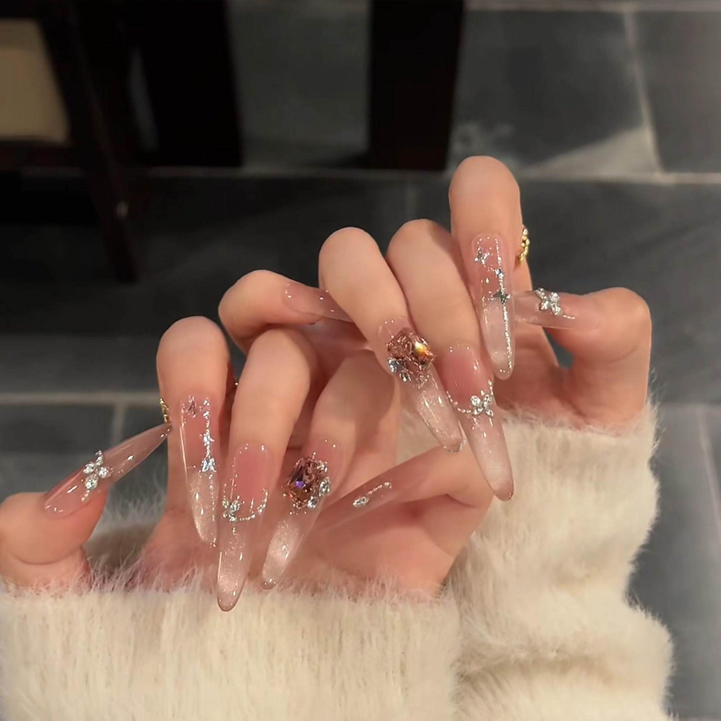 Berry Milk | Sparkling Matte Cat-Eye Press-On Nails - main product image 1