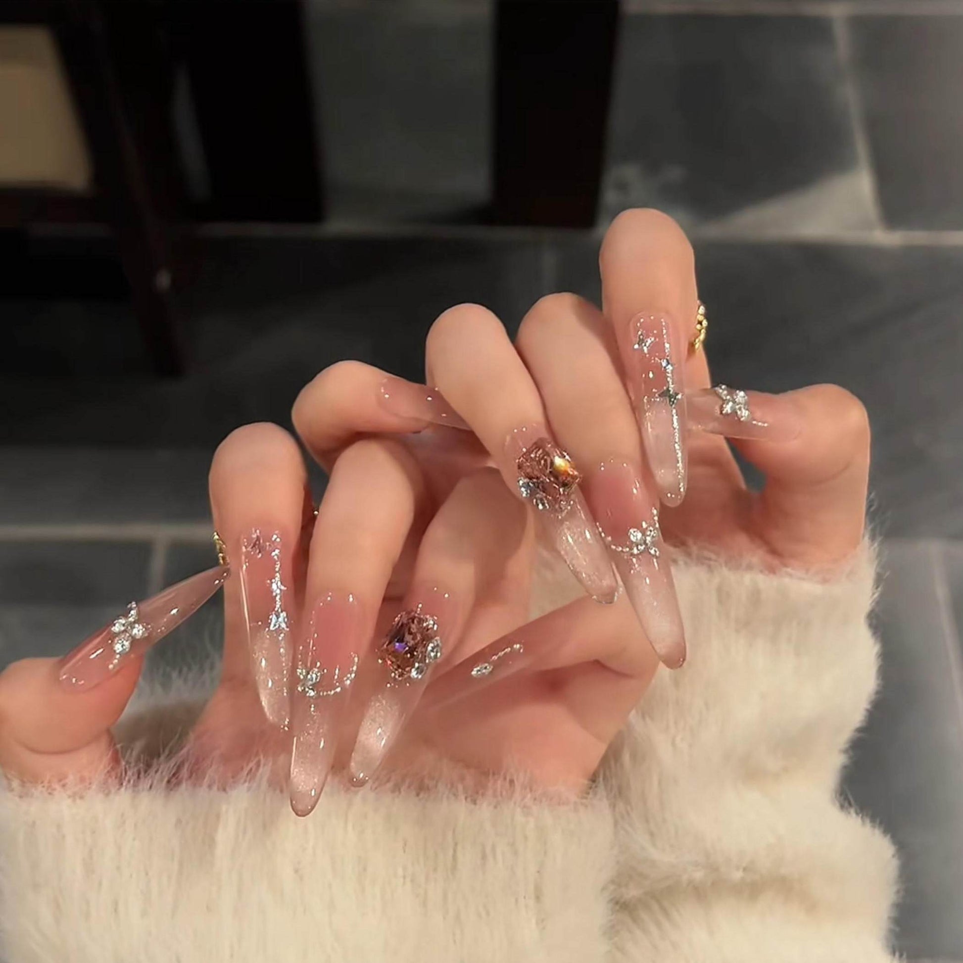 Berry Milk | Sparkling Matte Cat-Eye Press-On Nails - main product image 1