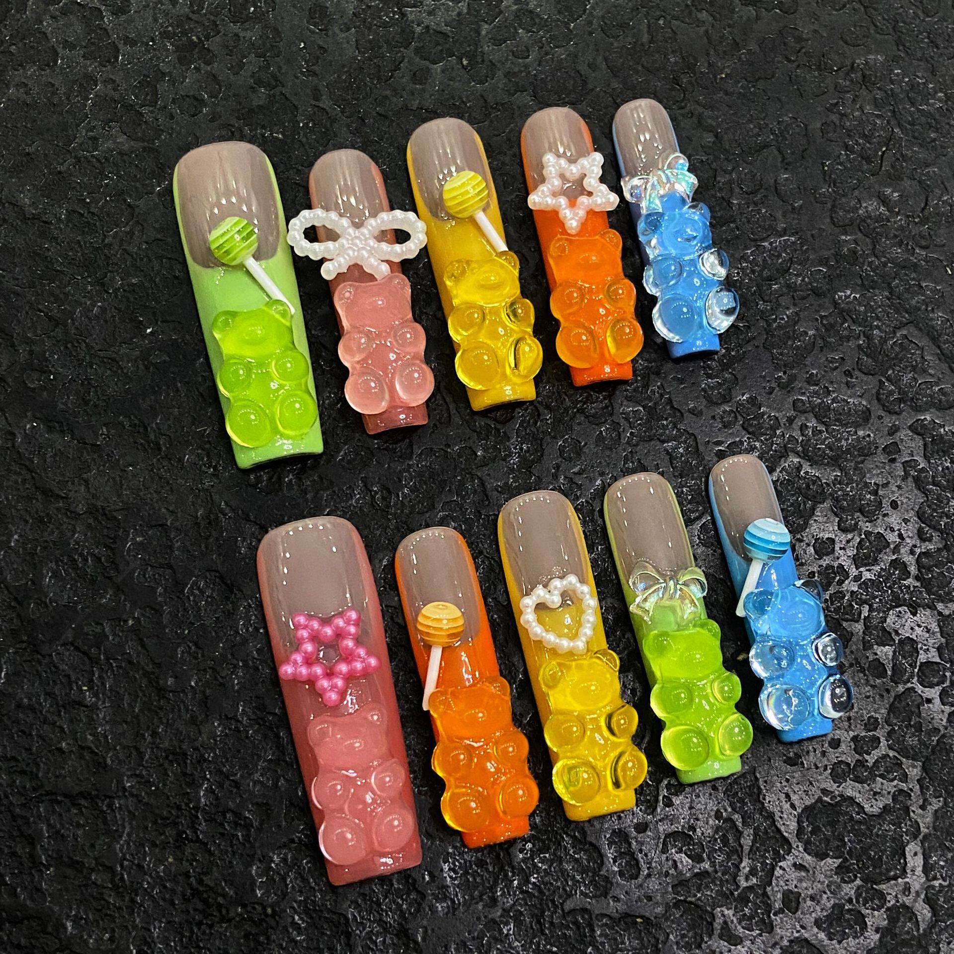 Colorful Extra-Long Handmade Press-On Nails - main product image 1