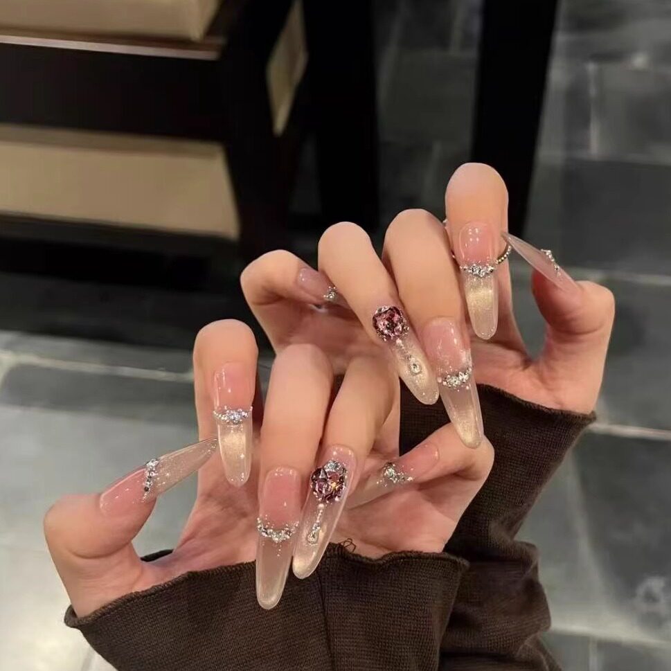 Beyond Romance | Pink Cat-Eye French Press-On Nails - main product image 1
