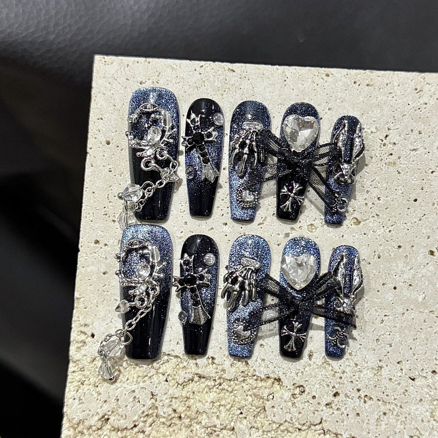 Beihai Siren | Pink Gem-Embellished Press-On Nails - main product image 1