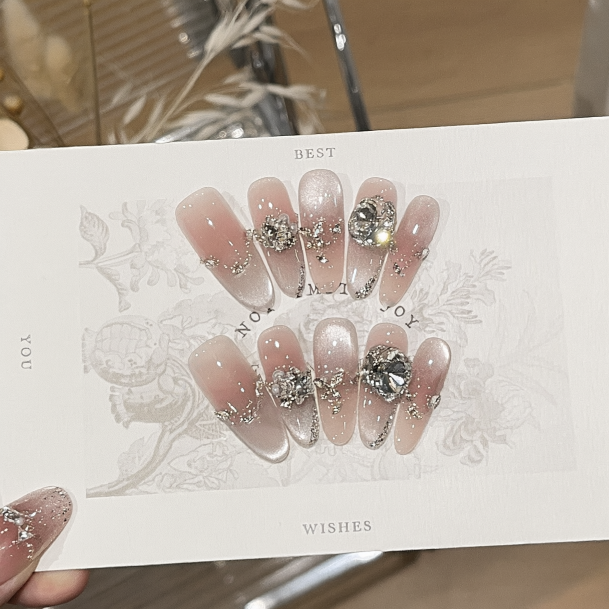 Iced Peach Sparkle | Cat-Eye Press-On Nails - main product image 2