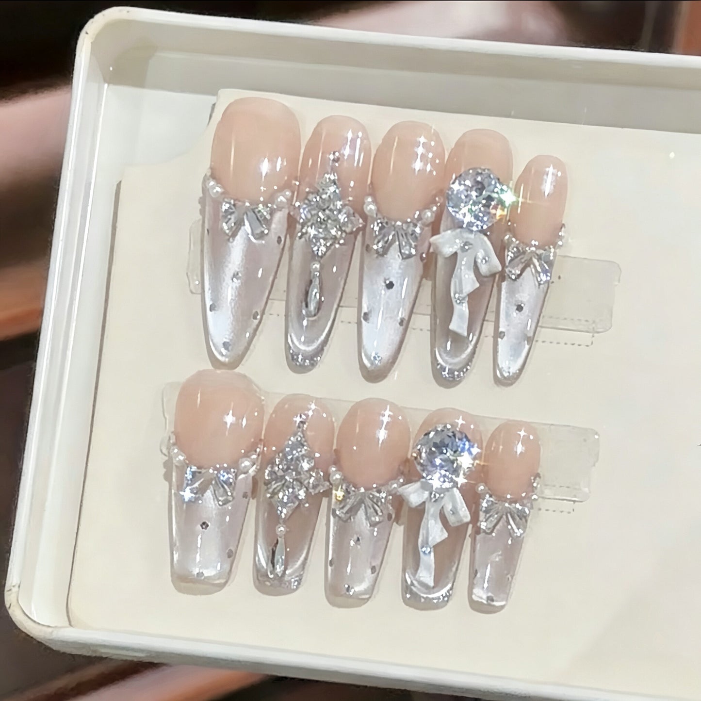 Starlight Promise French Cat-Eye Press-On Nails | Handmade - main product image 2