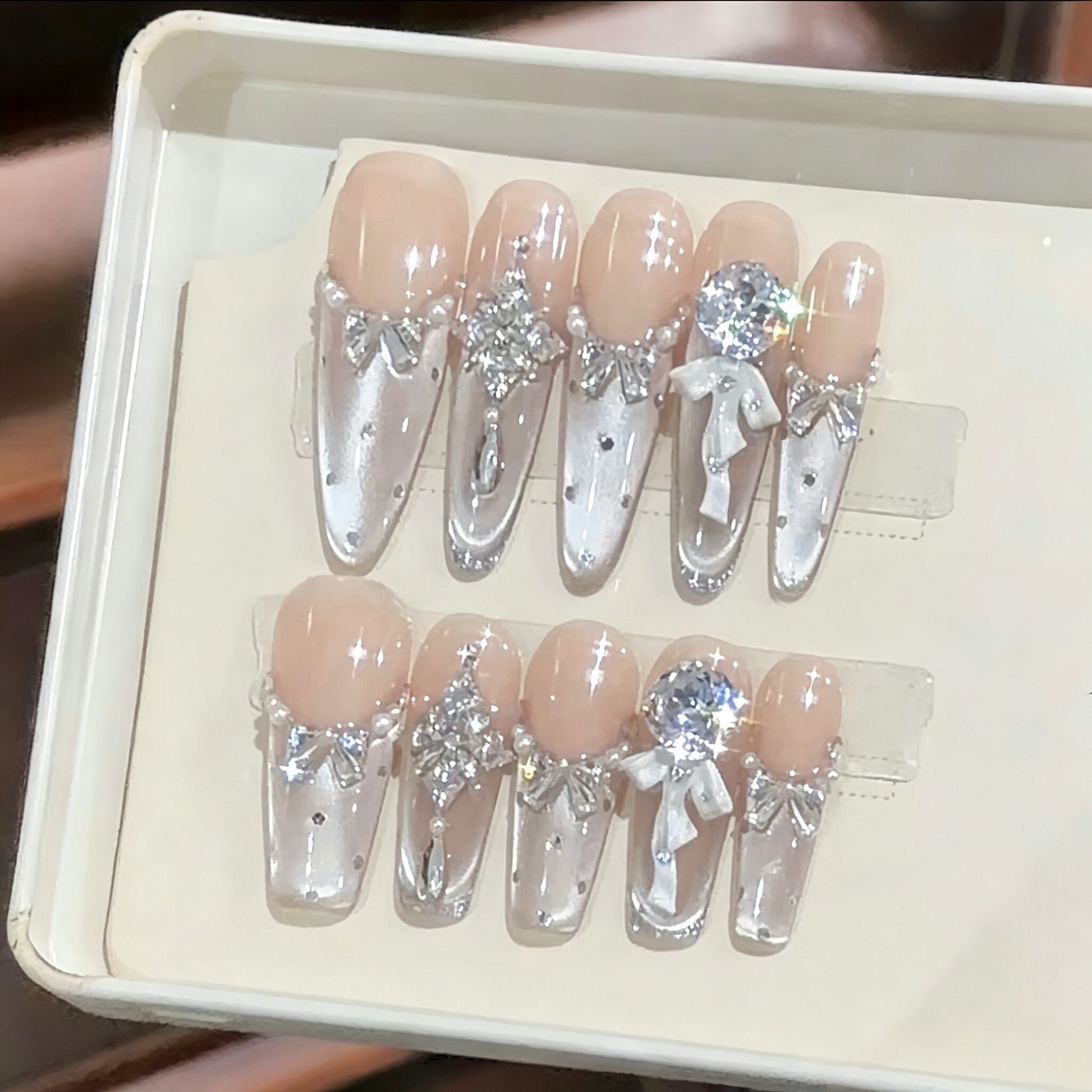 Starlight Promise French Cat-Eye Press-On Nails | Handmade - main product image 2