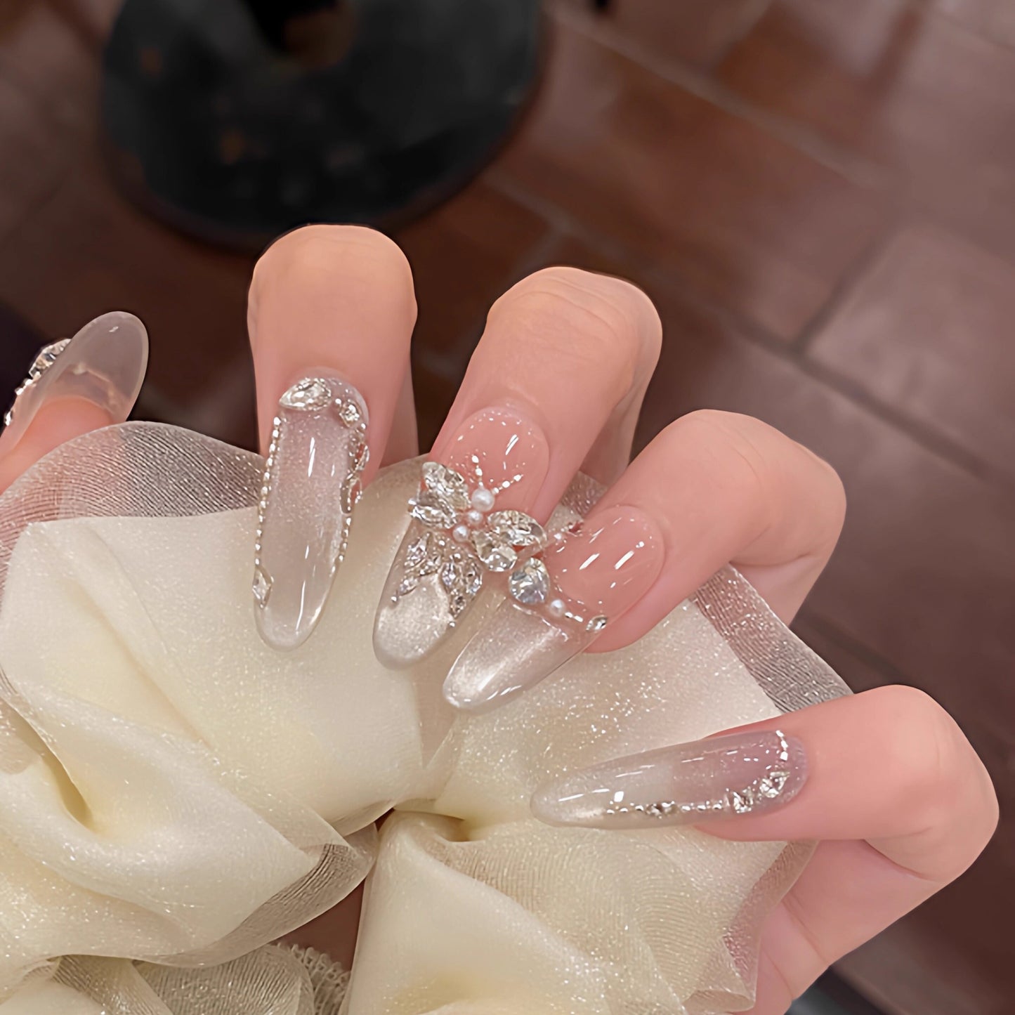 Misty Glow Pink Cat-Eye Press-On Nails | Handmade - main product image 2