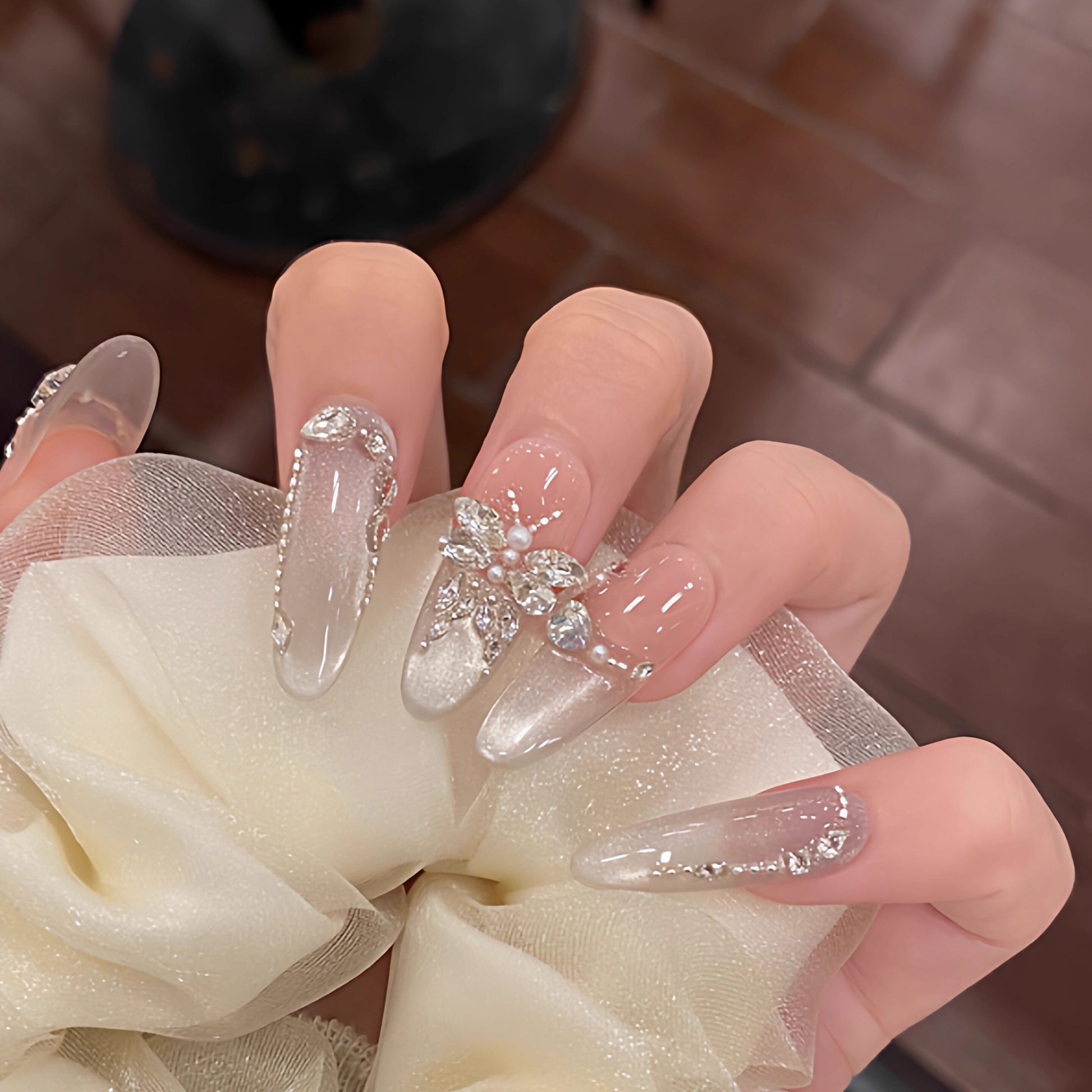 Misty Glow Pink Cat-Eye Press-On Nails | Handmade - main product image 2