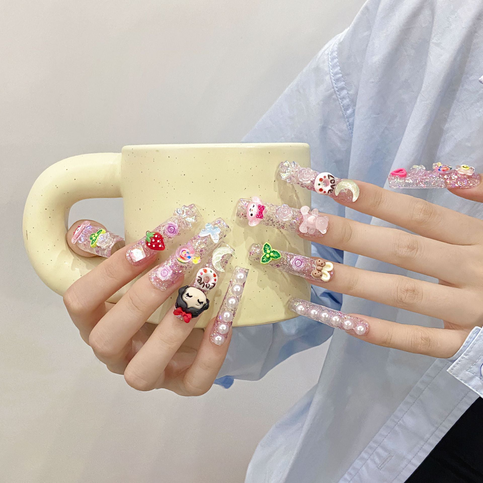 Cute Cartoon Handmade Press-On Nails | Whimsical Style - main product image 2
