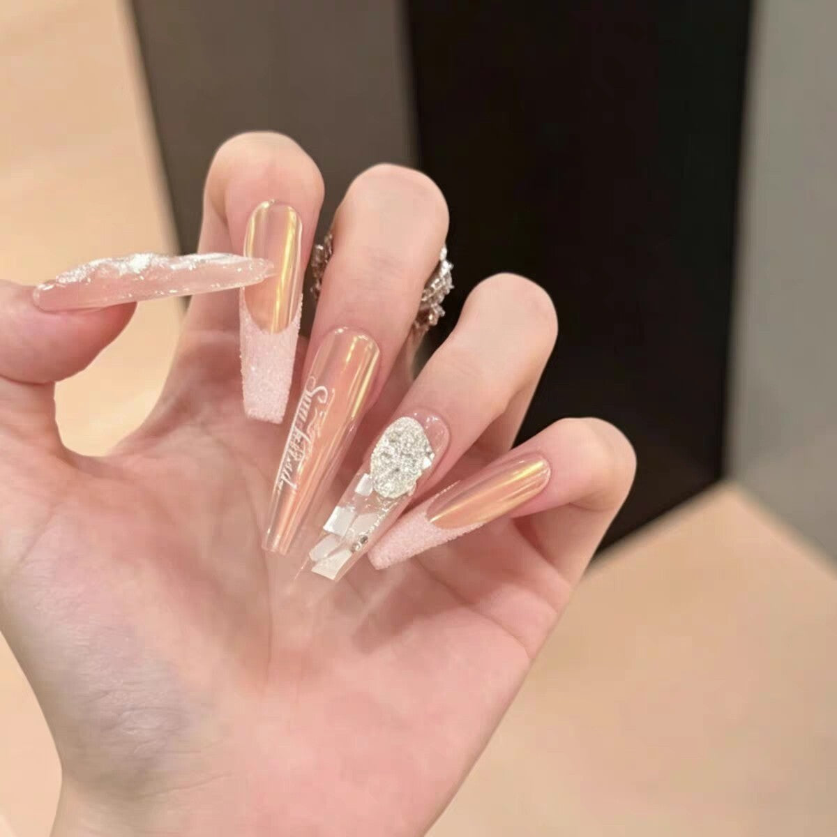 Handmade Pink Sand French Press-On Nails | Y2K - main product image 2