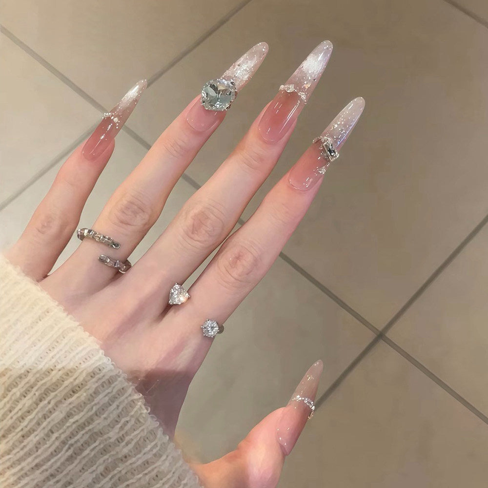 Icy Berry Glow | Peach Cat-Eye Press-On Nails - main product image 2