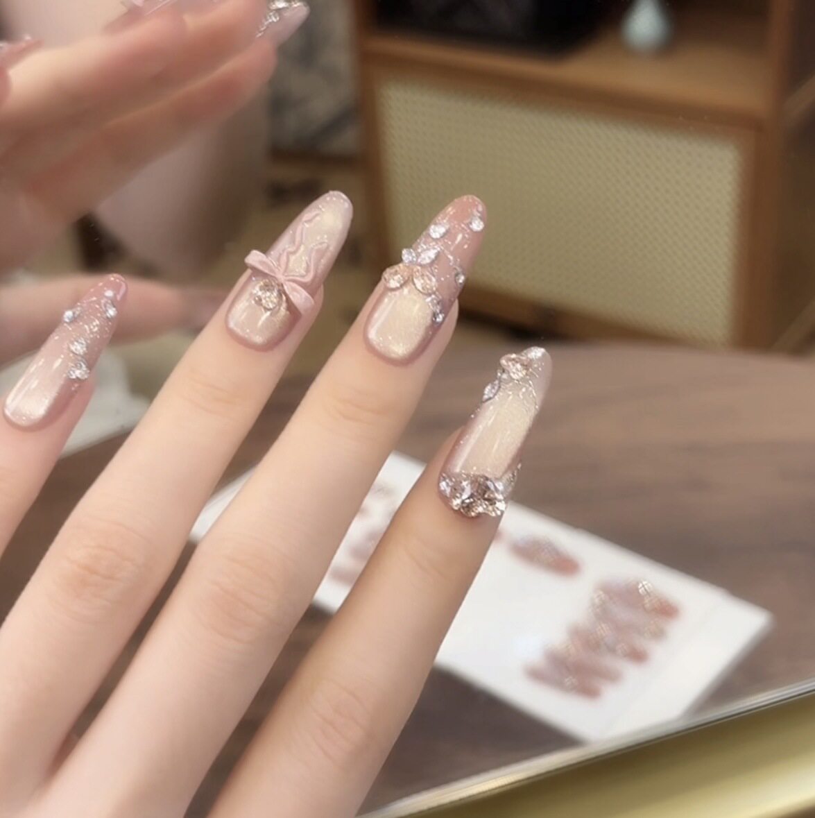 Butterfly Mist | Nude Pink Cat-Eye Press-On Nails - main product image 2