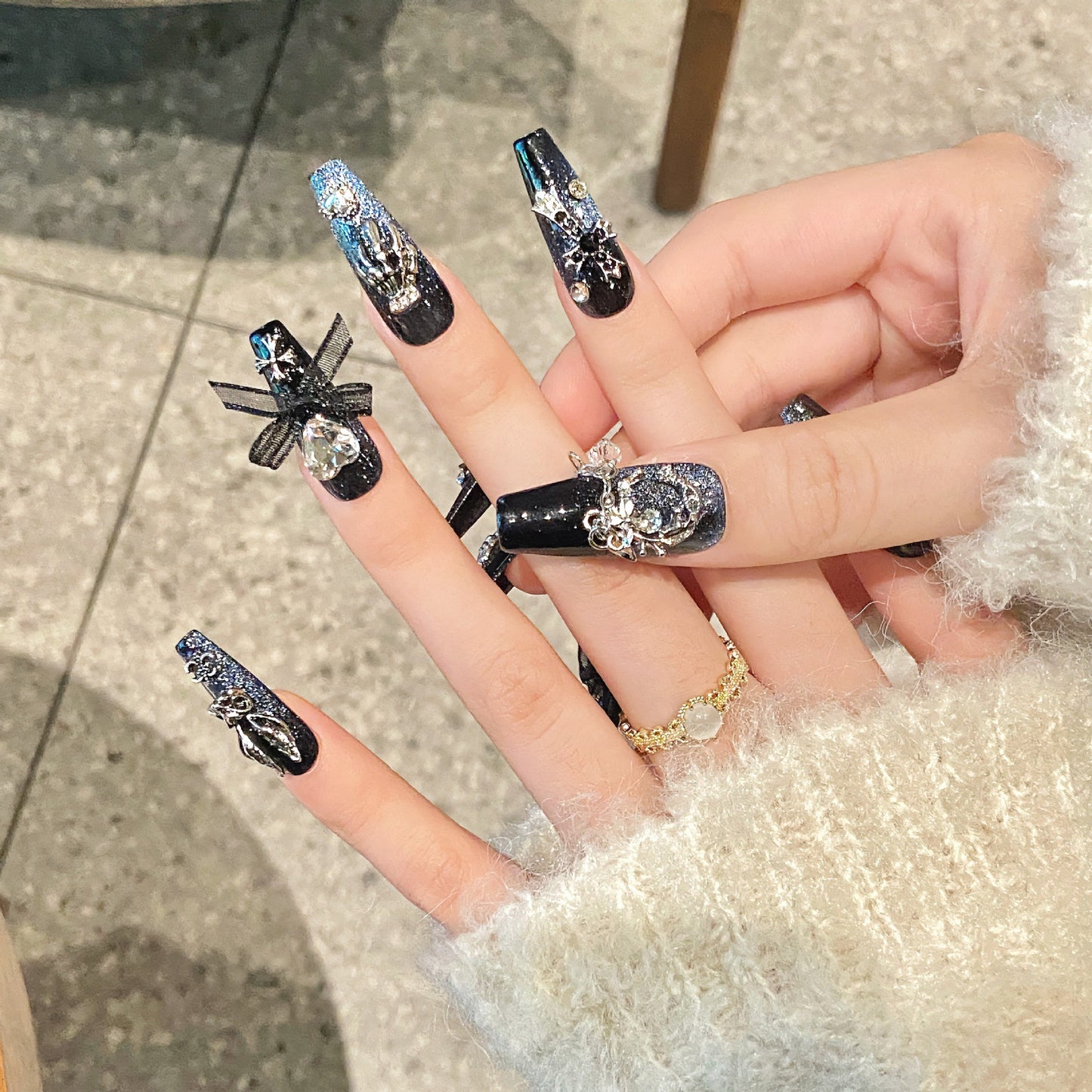 Beihai Siren | Pink Gem-Embellished Press-On Nails - main product image 2