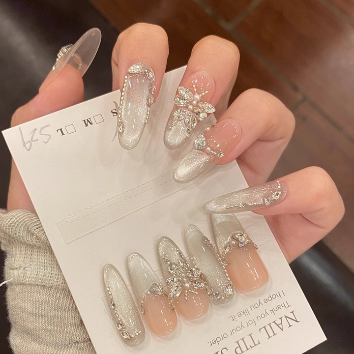 Misty Glow Pink Cat-Eye Press-On Nails | Handmade - main product image 3