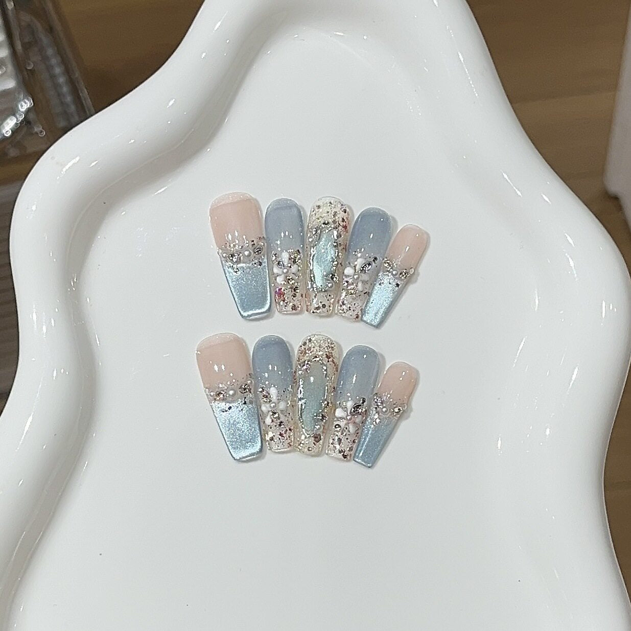 Koi Light | Dreamy Blue Cat-Eye Press-On Nails - main product image 3