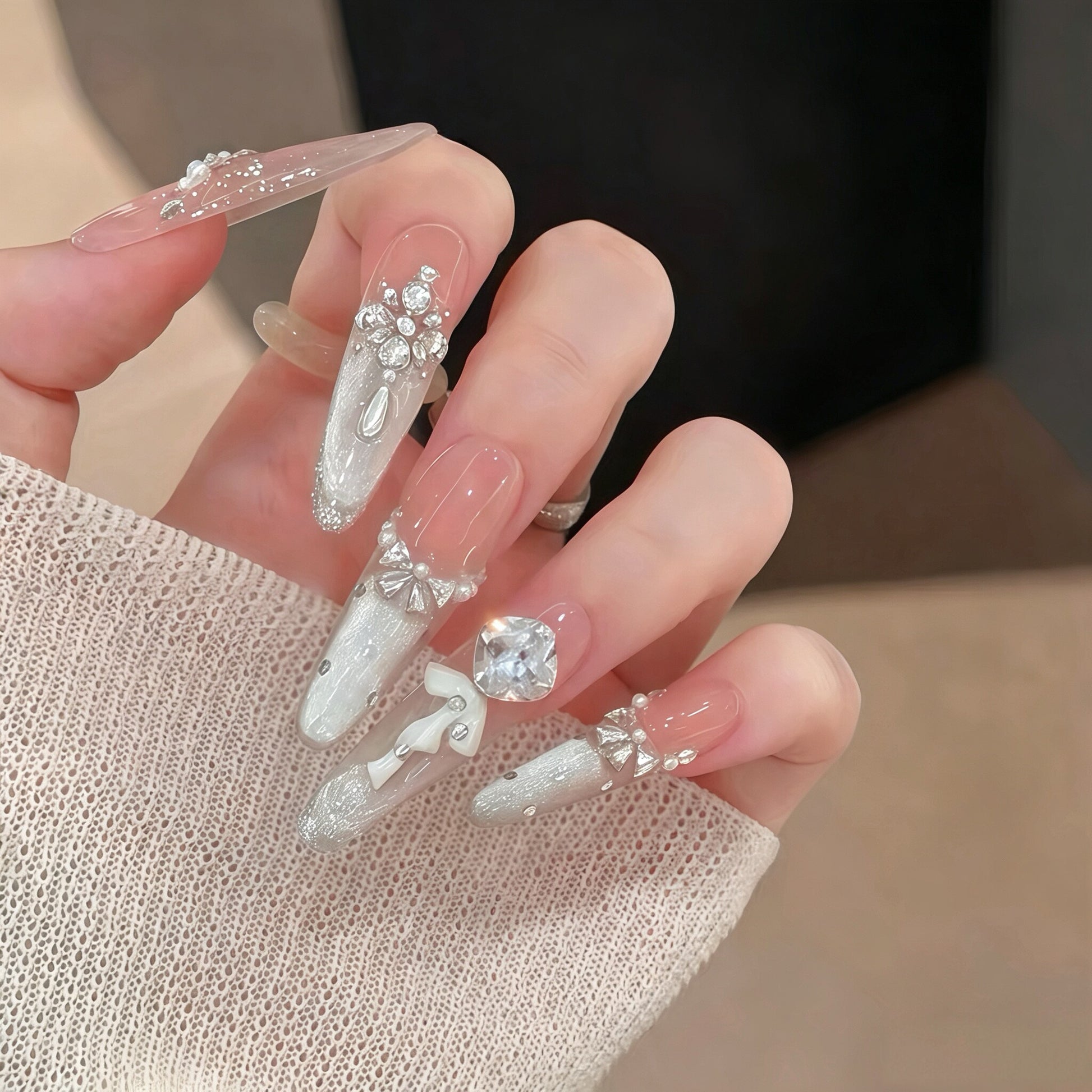 Starlight Promise French Cat-Eye Press-On Nails | Handmade - main product image 3