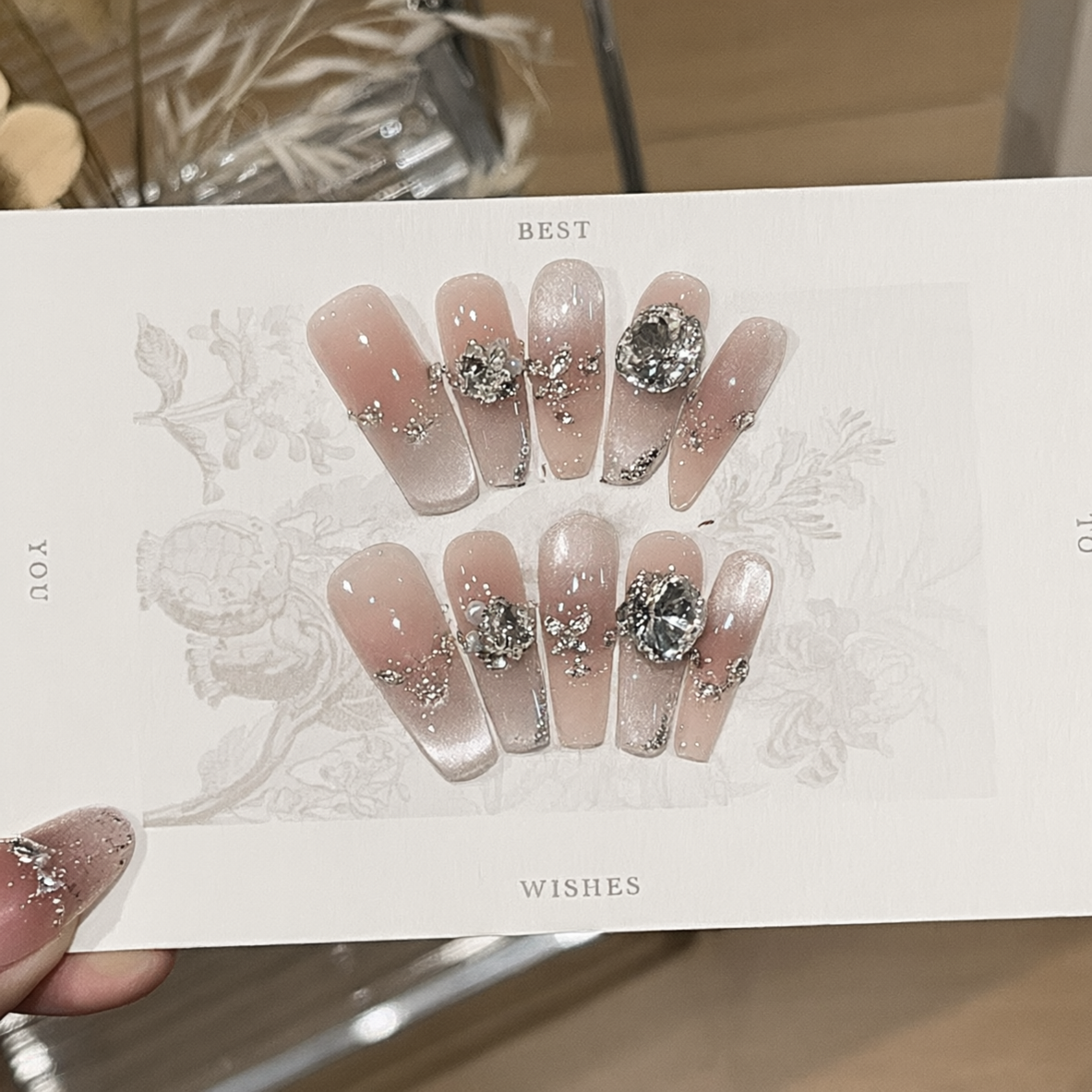 Iced Peach Sparkle | Cat-Eye Press-On Nails - main product image 3