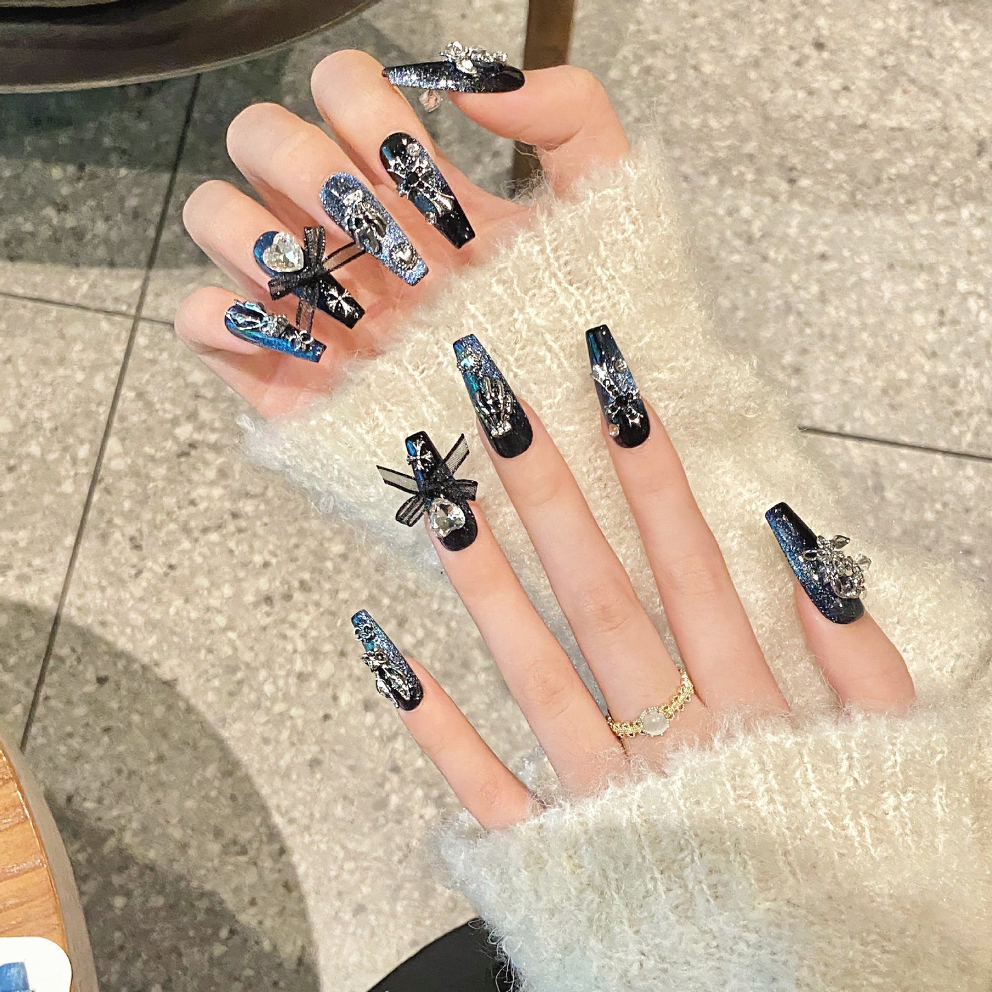Beihai Siren | Pink Gem-Embellished Press-On Nails - main product image 3