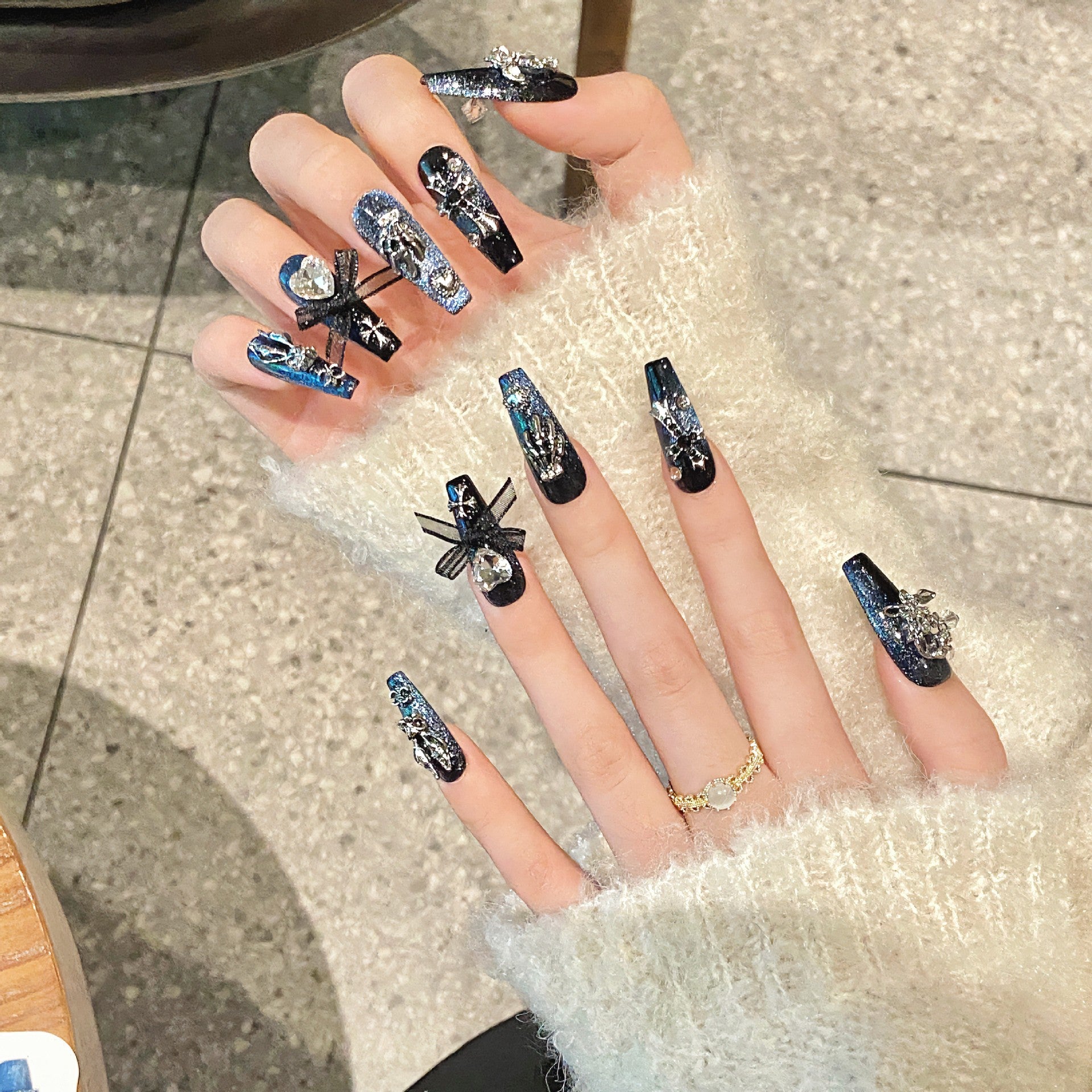 Beihai Siren | Pink Gem-Embellished Press-On Nails - main product image 3