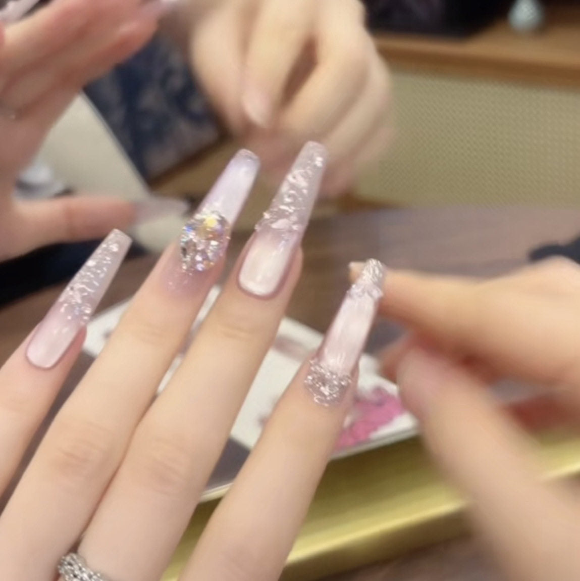 Gilded Silk | Pink Cat-Eye Press-On Nails - main product image 3