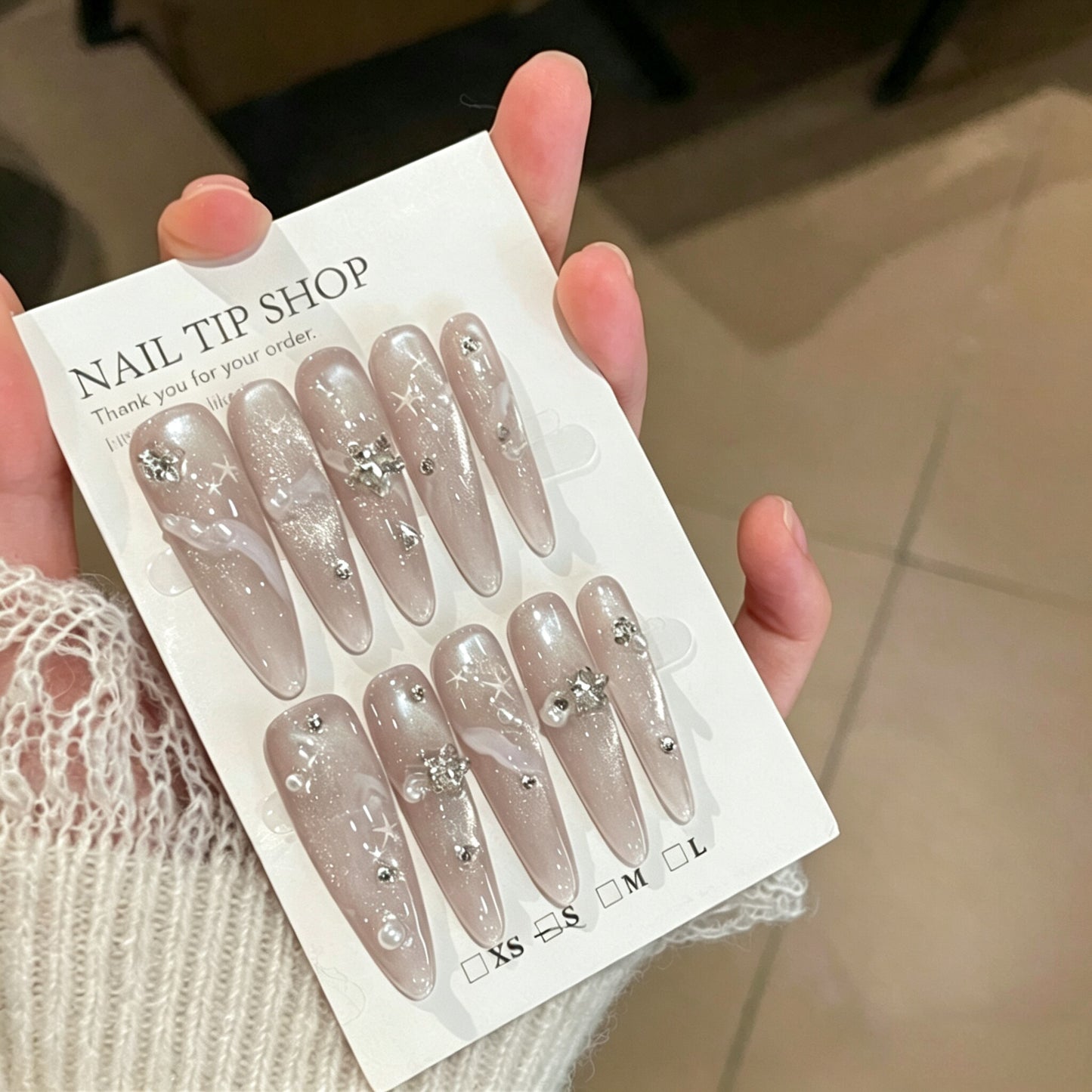 Sweet Misty Isle | Gray-Purple Cat-Eye Press-On Nails - main product image 3