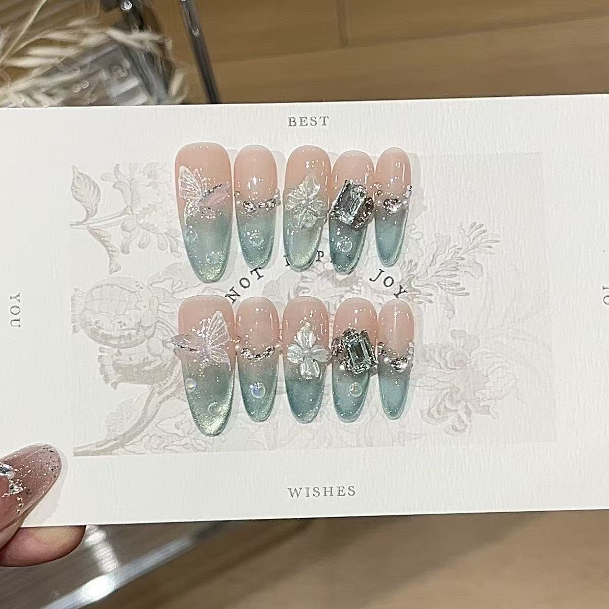 Nanyang Dream | Mint Green Cat-Eye Press-On Nails - main product image 4