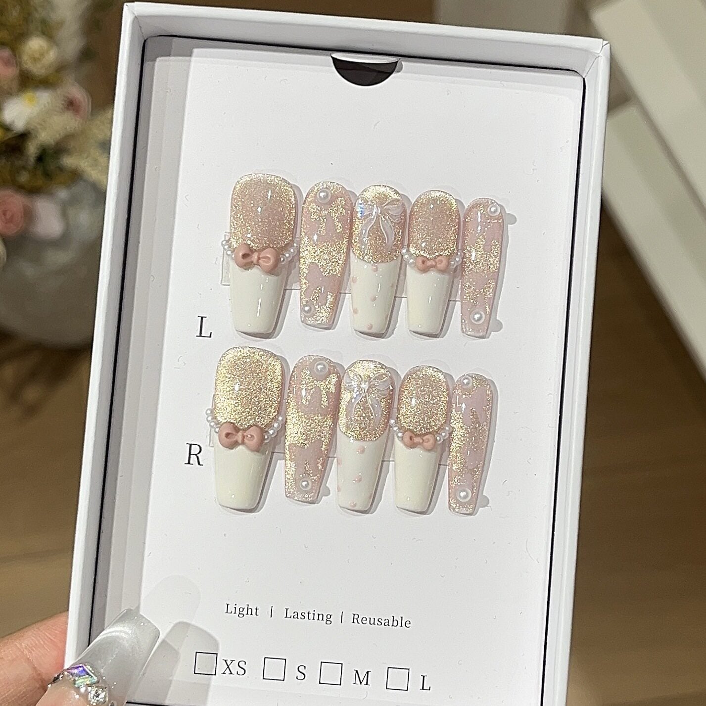 Oxygen Sweetheart | Pink Cat-Eye French Press-On Nails - main product image 4