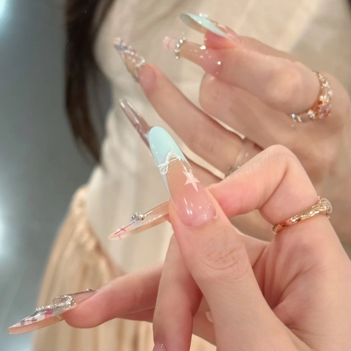 Macaron Daydream | French Pink Bow Press-On Nails - main product image 4