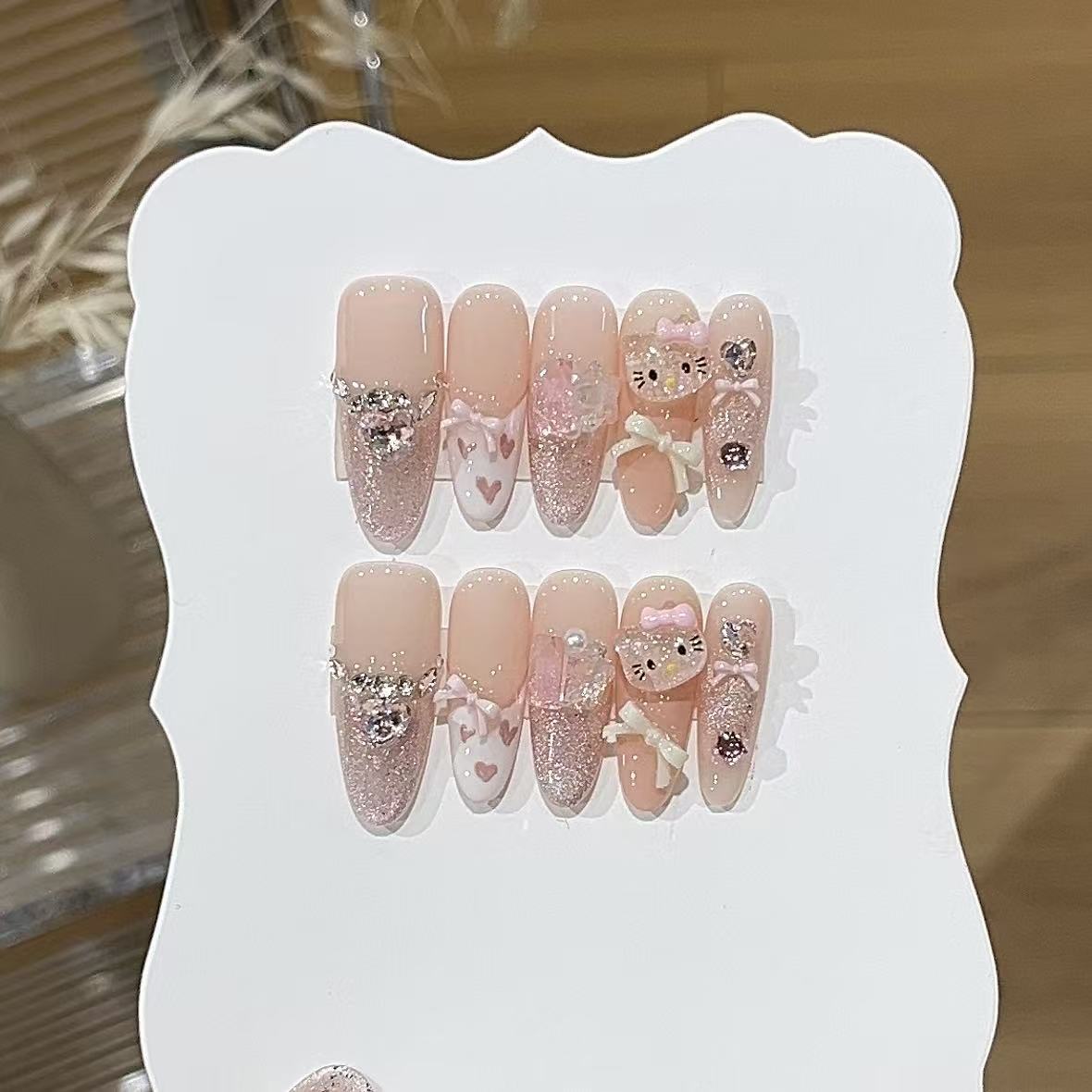 Sweet Bow French Cat-Eye Press-On Nails - main product image 4