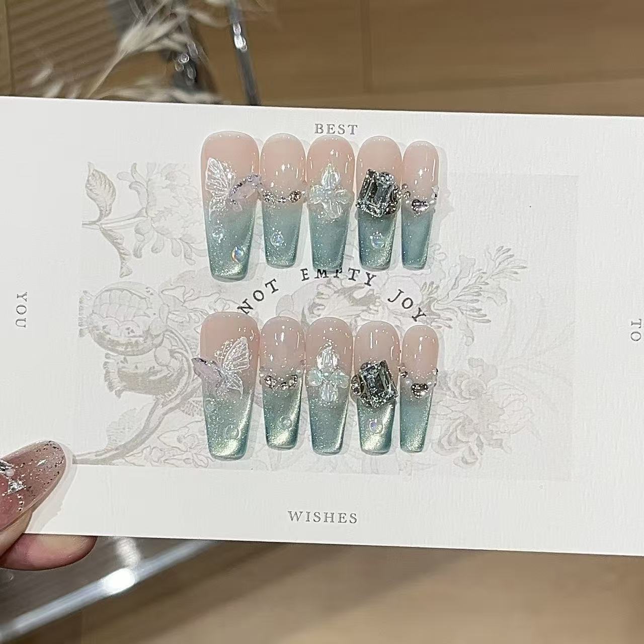 Nanyang Dream | Mint Green Cat-Eye Press-On Nails - main product image 5