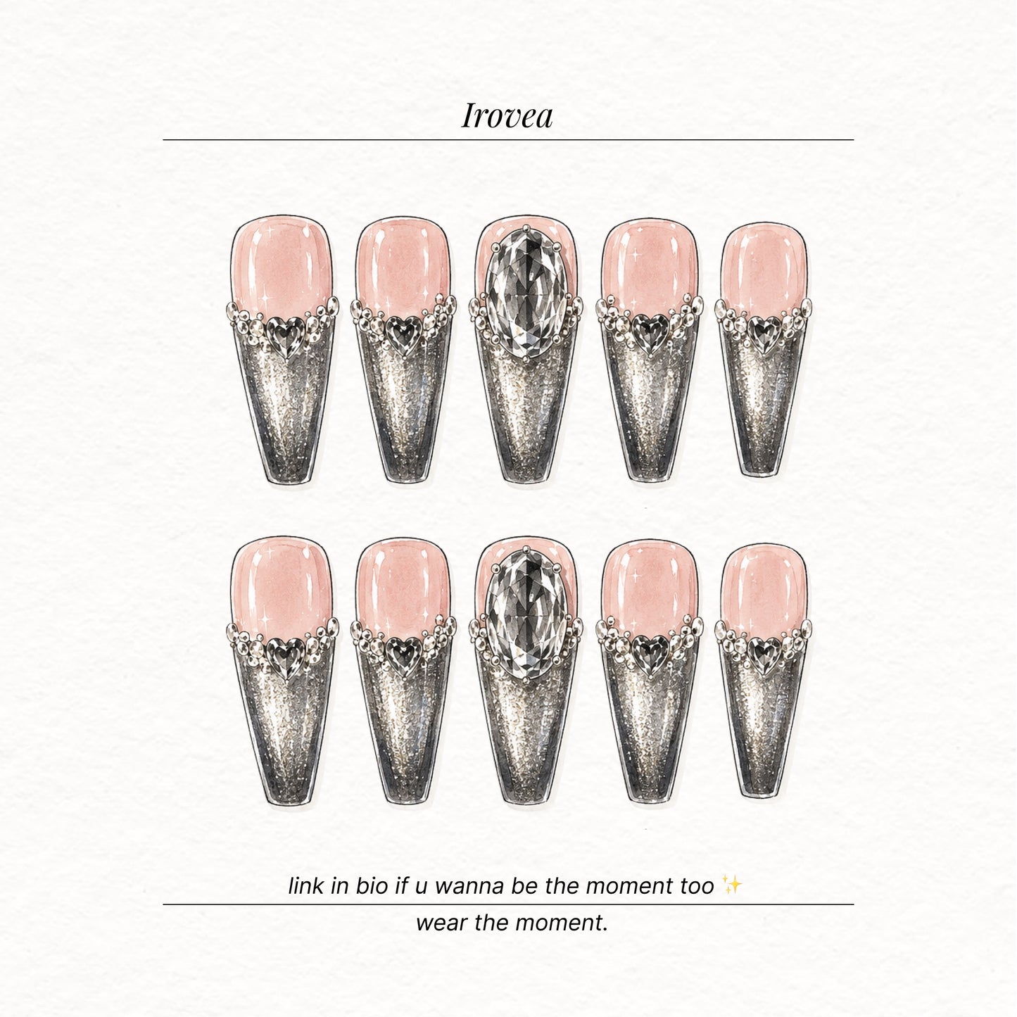 Midnight Ice | Cat-Eye Rhinestone Press-On Nails