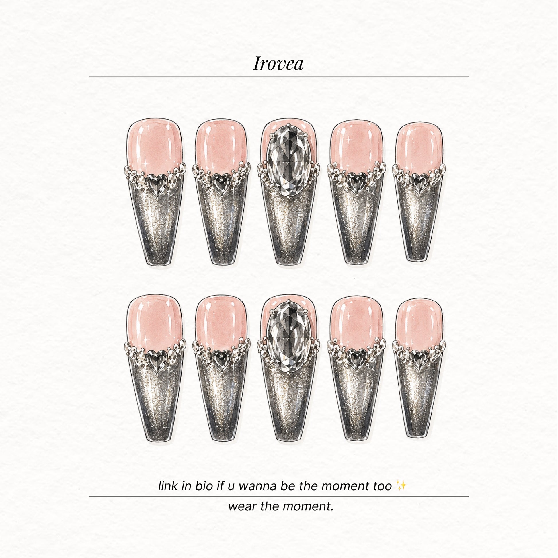 Midnight Ice | Cat-Eye Rhinestone Press-On Nails