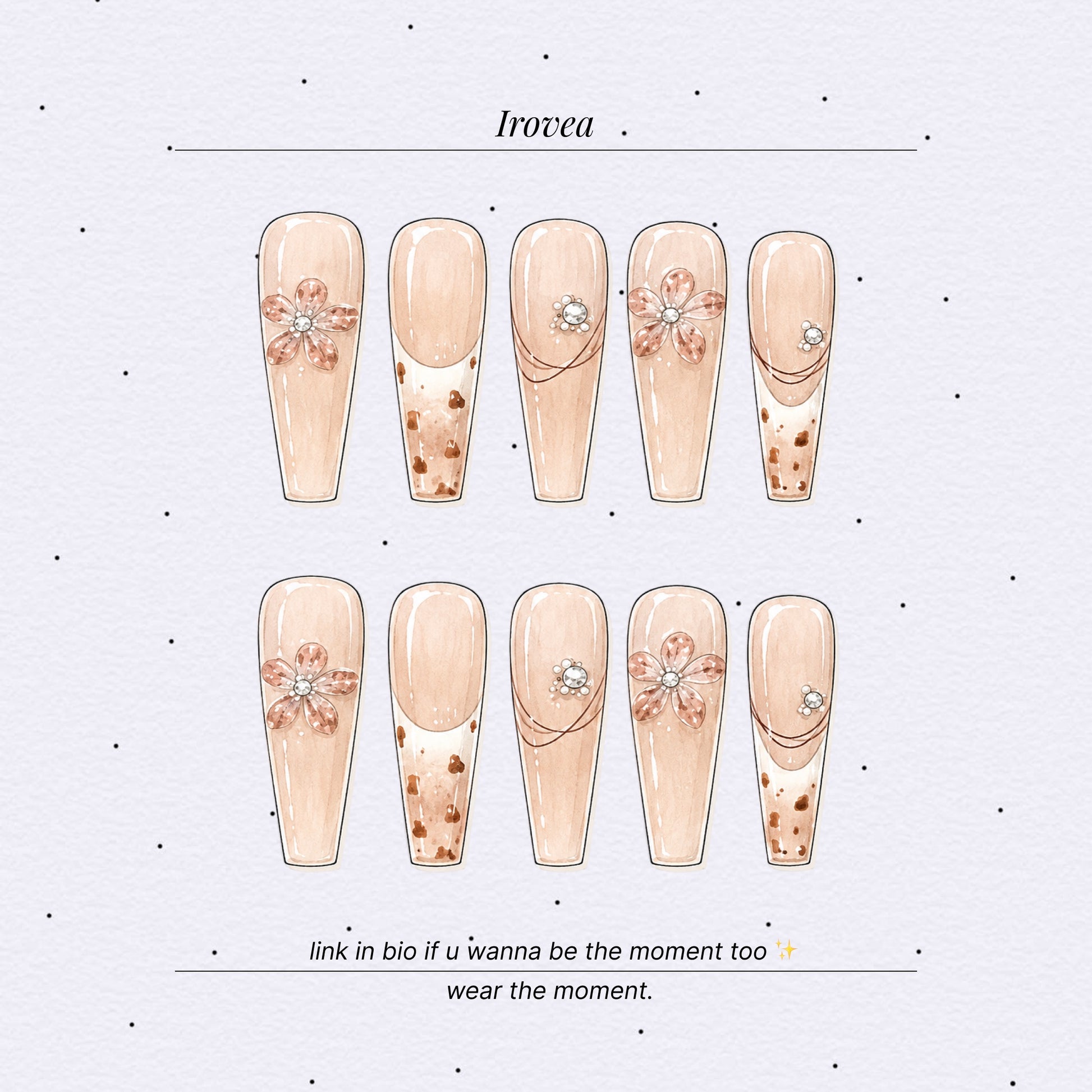 Handmade Berlin Dream Nude Leopard French 3D Press-On Nails