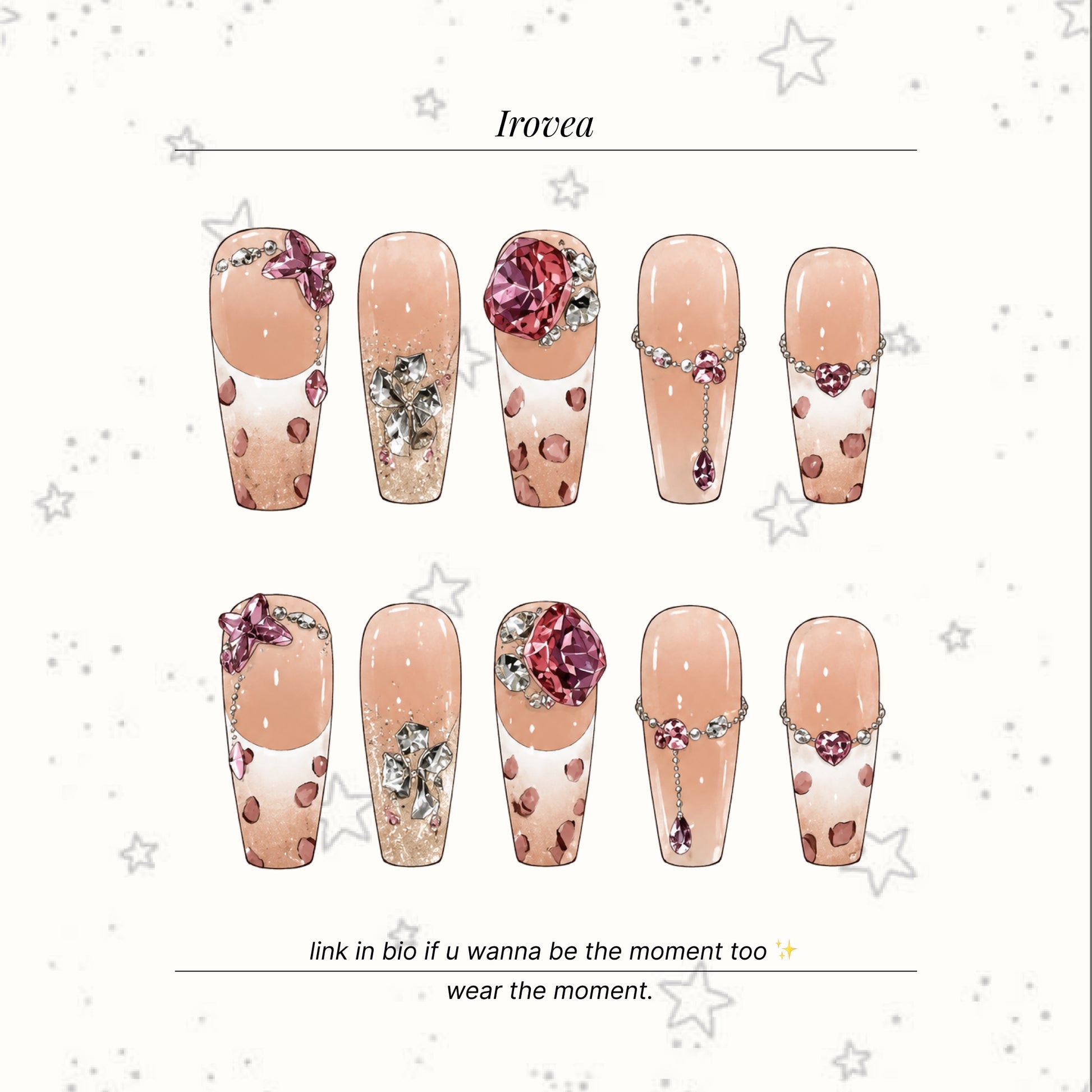 Icy French Pink Leopard Chain Press-On Nails
