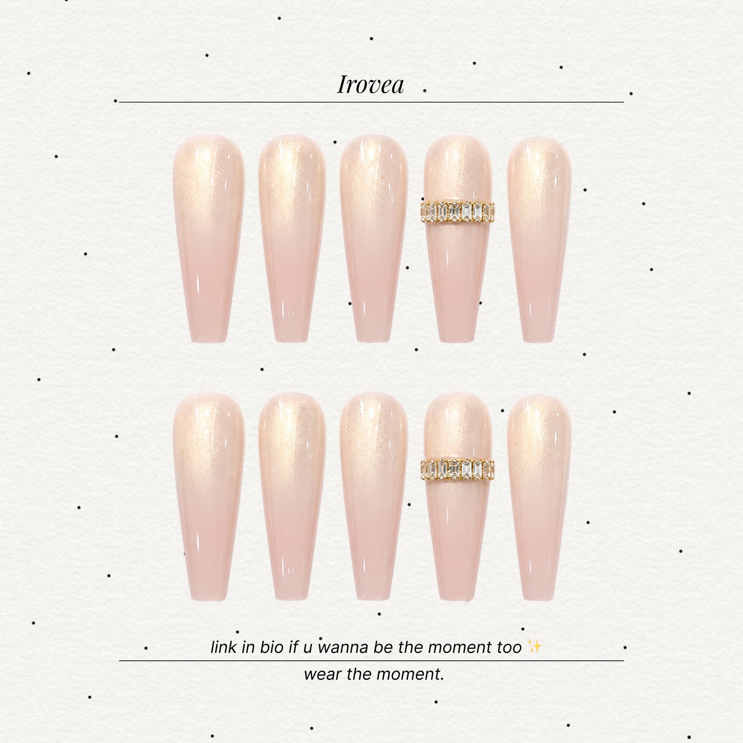 Peachy Glow Pink-Gold Cat-Eye Press-On Nails | Handmade
