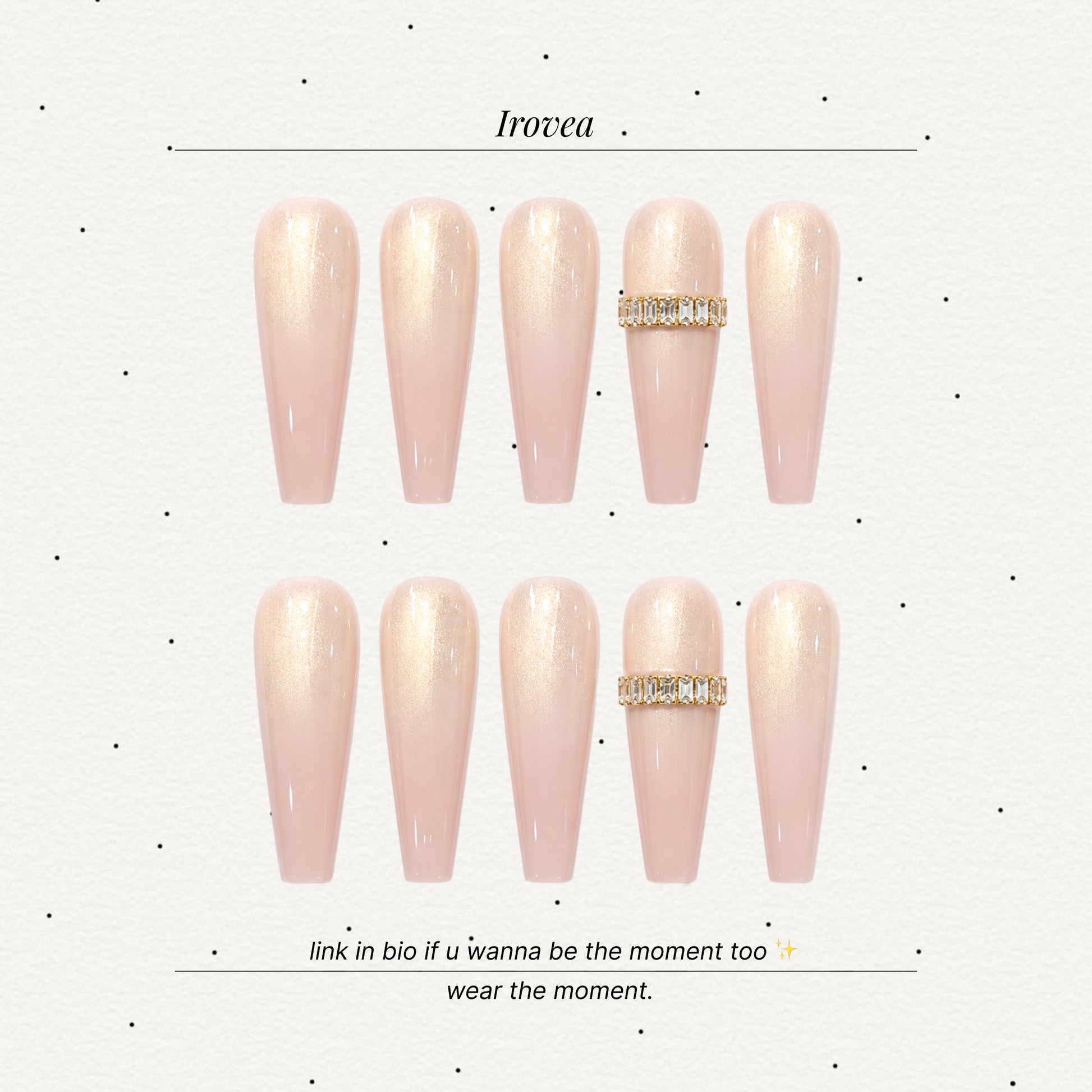 Peachy Glow Pink-Gold Cat-Eye Press-On Nails | Handmade