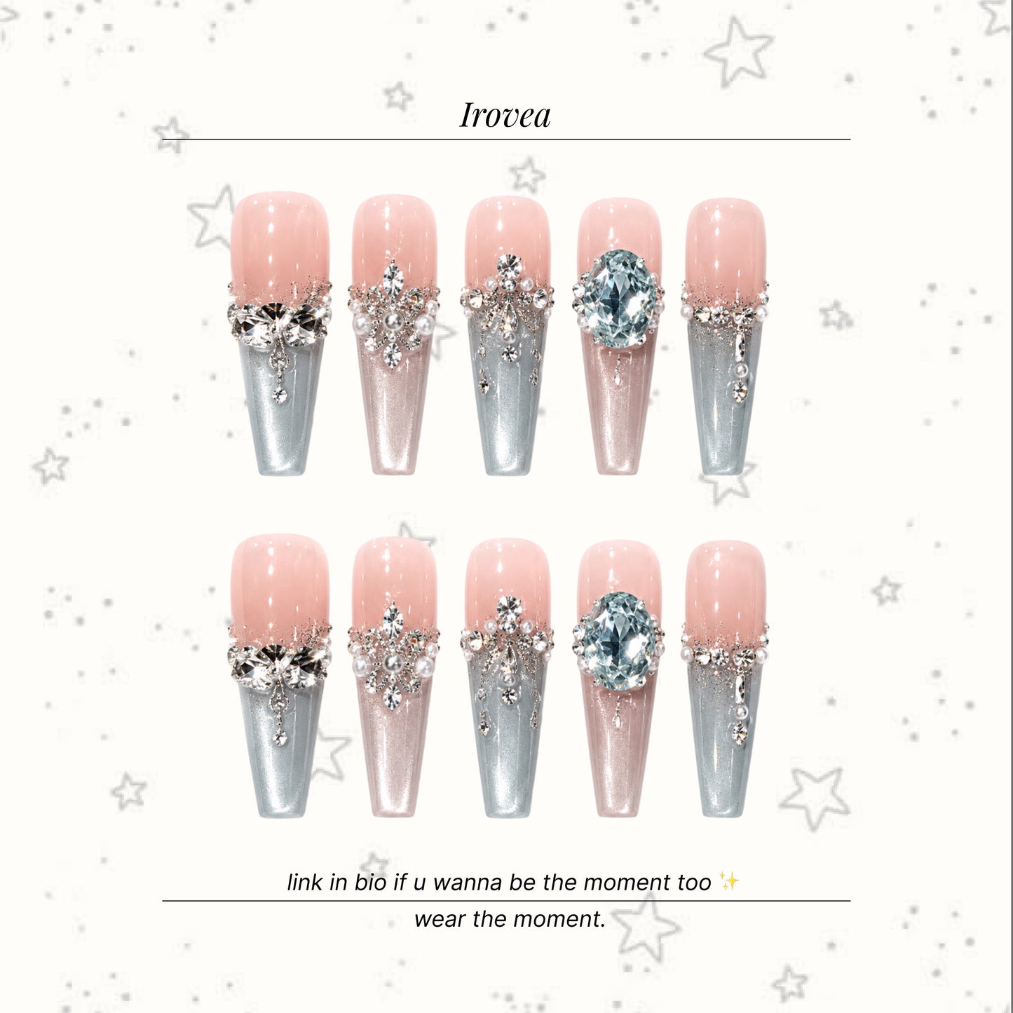 Dazzling Pink & Blue Cat-Eye Press-On Nails
