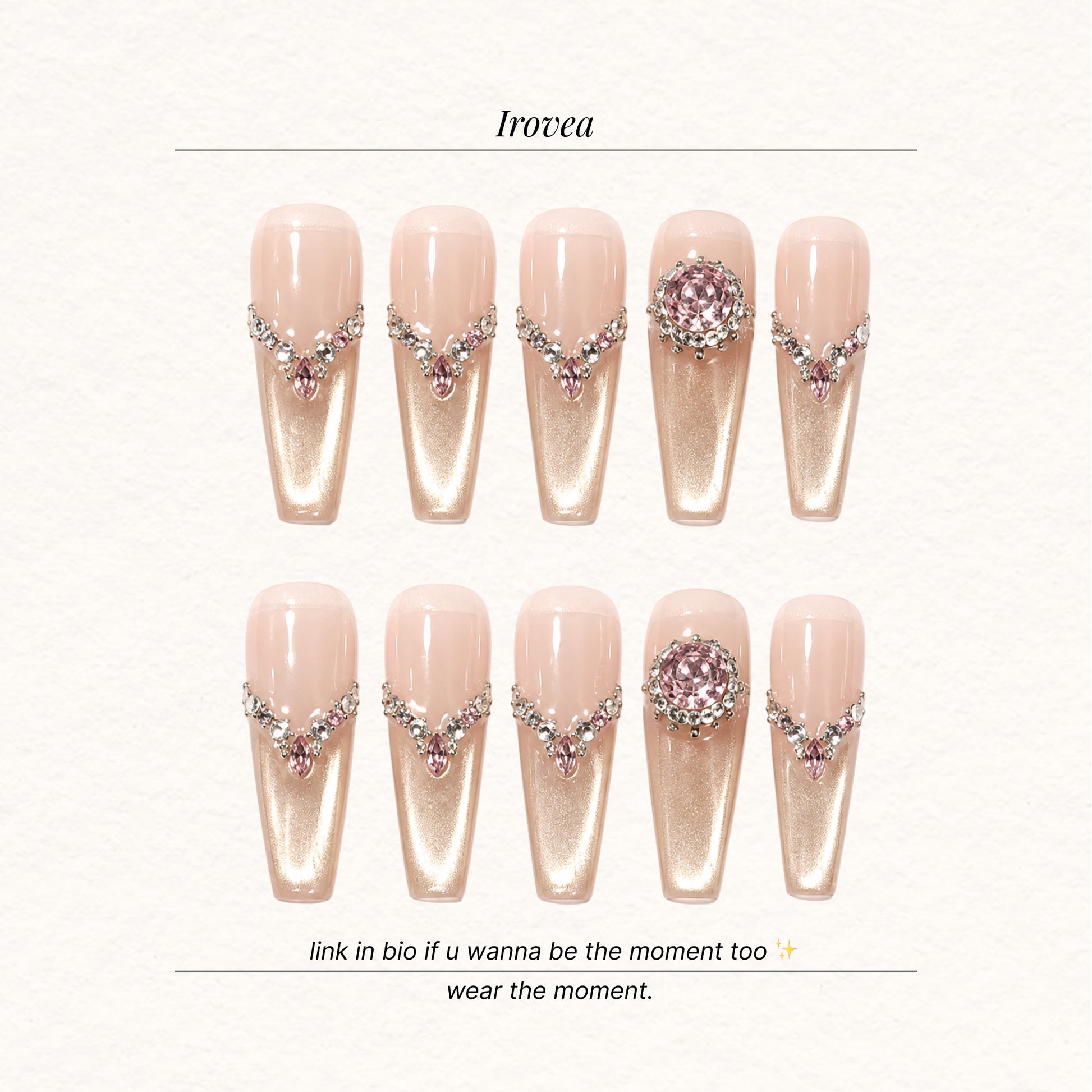 Rose Jelly | Pink & Gold Cat-Eye Press-On Nails