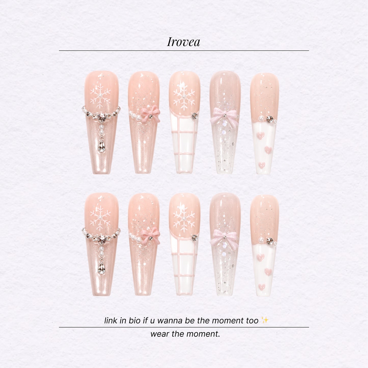 White Peach Canelé | Pink Cat-Eye Plaid French Press-On Nails