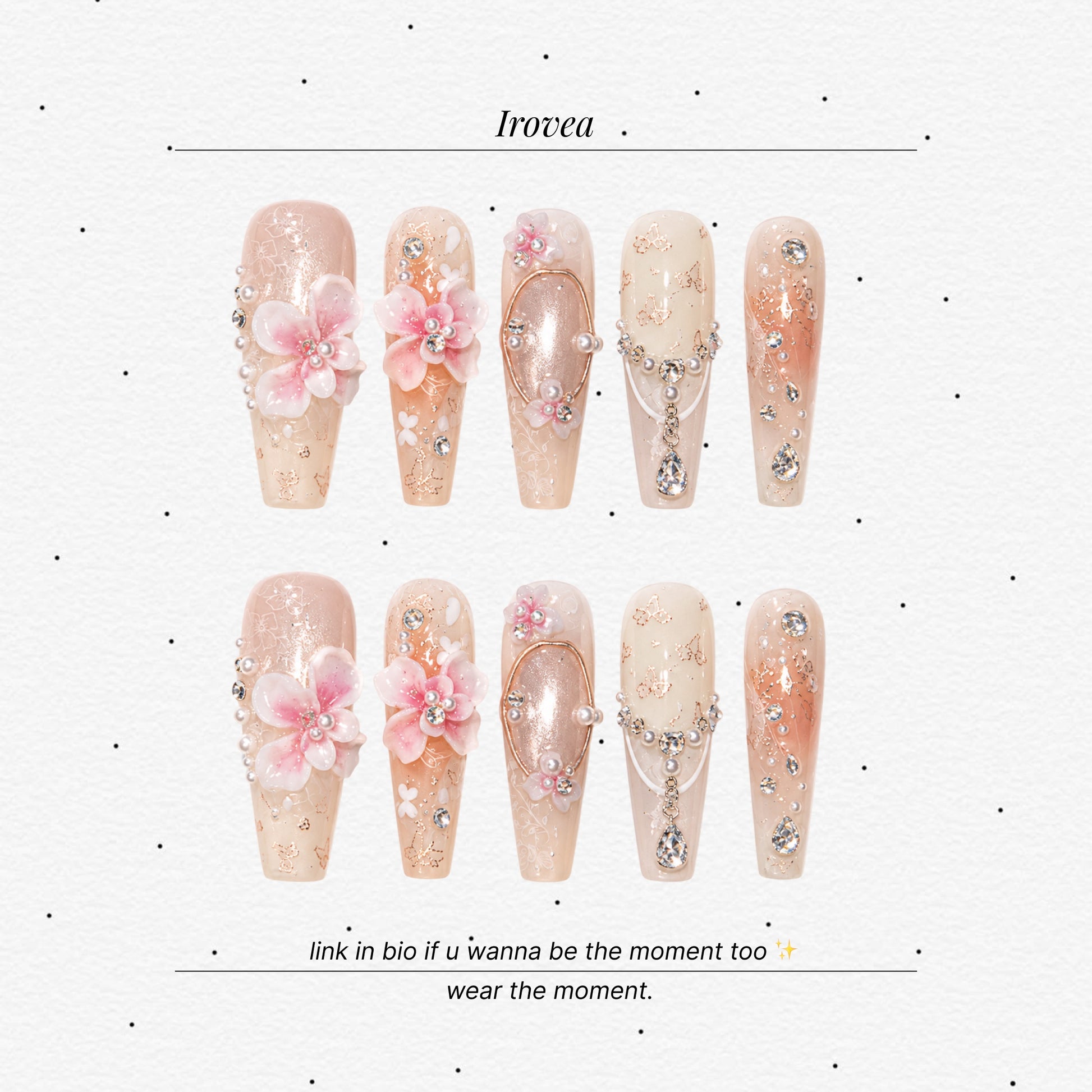 Dream Garden | 3D Floral Rhinestone Press-On Nails